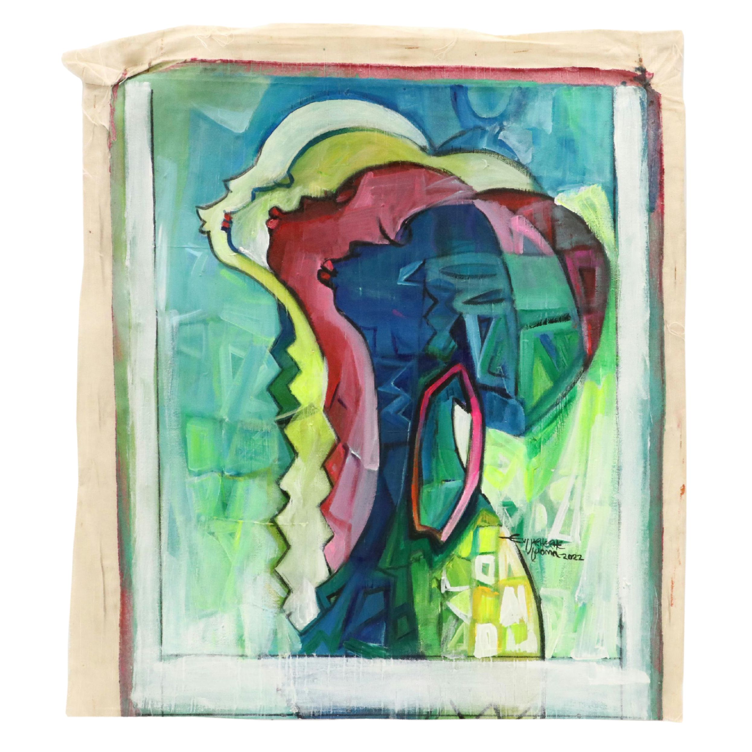 Ufuoma Evuarherhe Modernist Acrylic Painting "Prayers," 2022