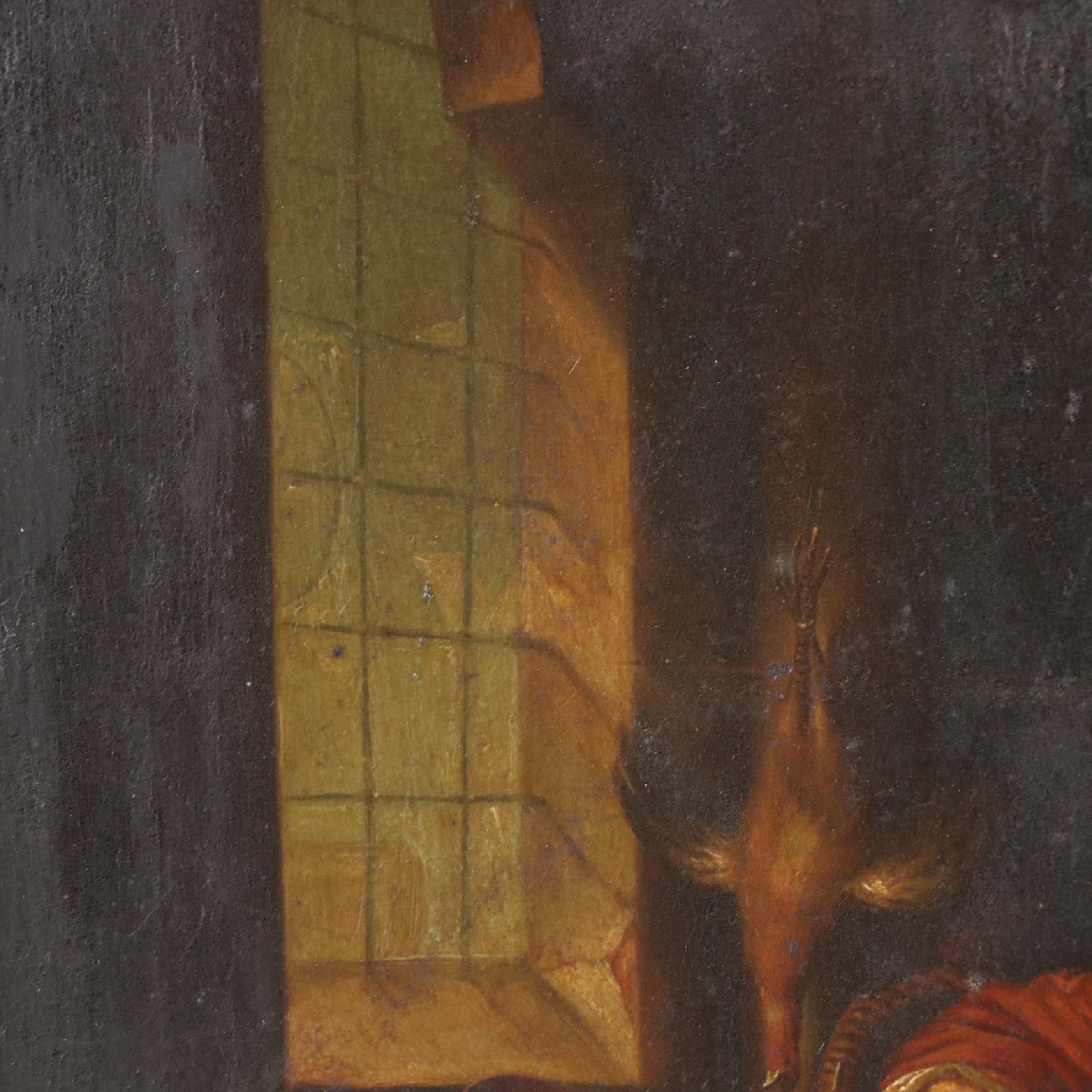 Dutch School Oil Painting "La Cuisinière Hollandaise" After Gerrit Dou, 18th C.