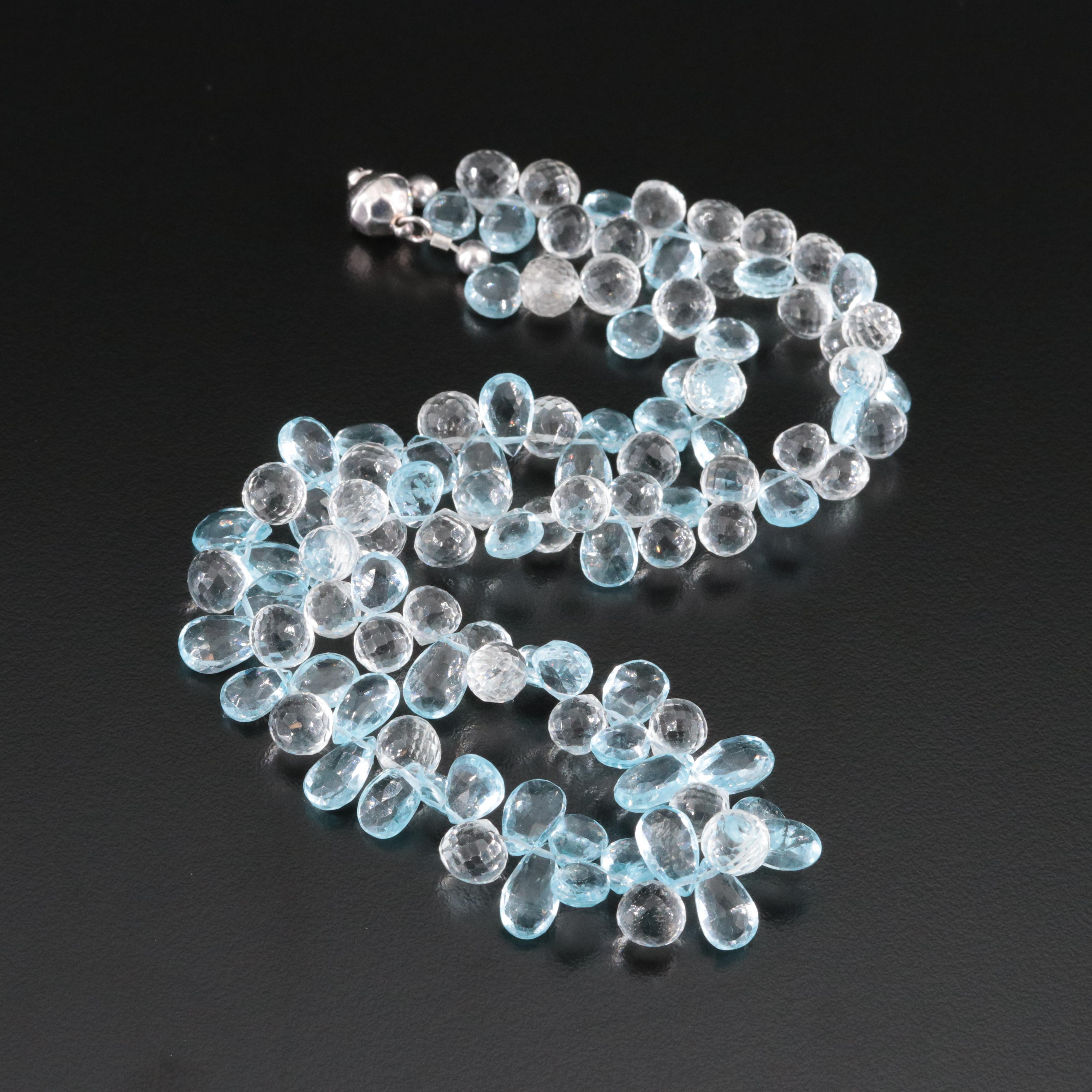 Rock Crystal and Topaz Necklace with Magnetic Clasp