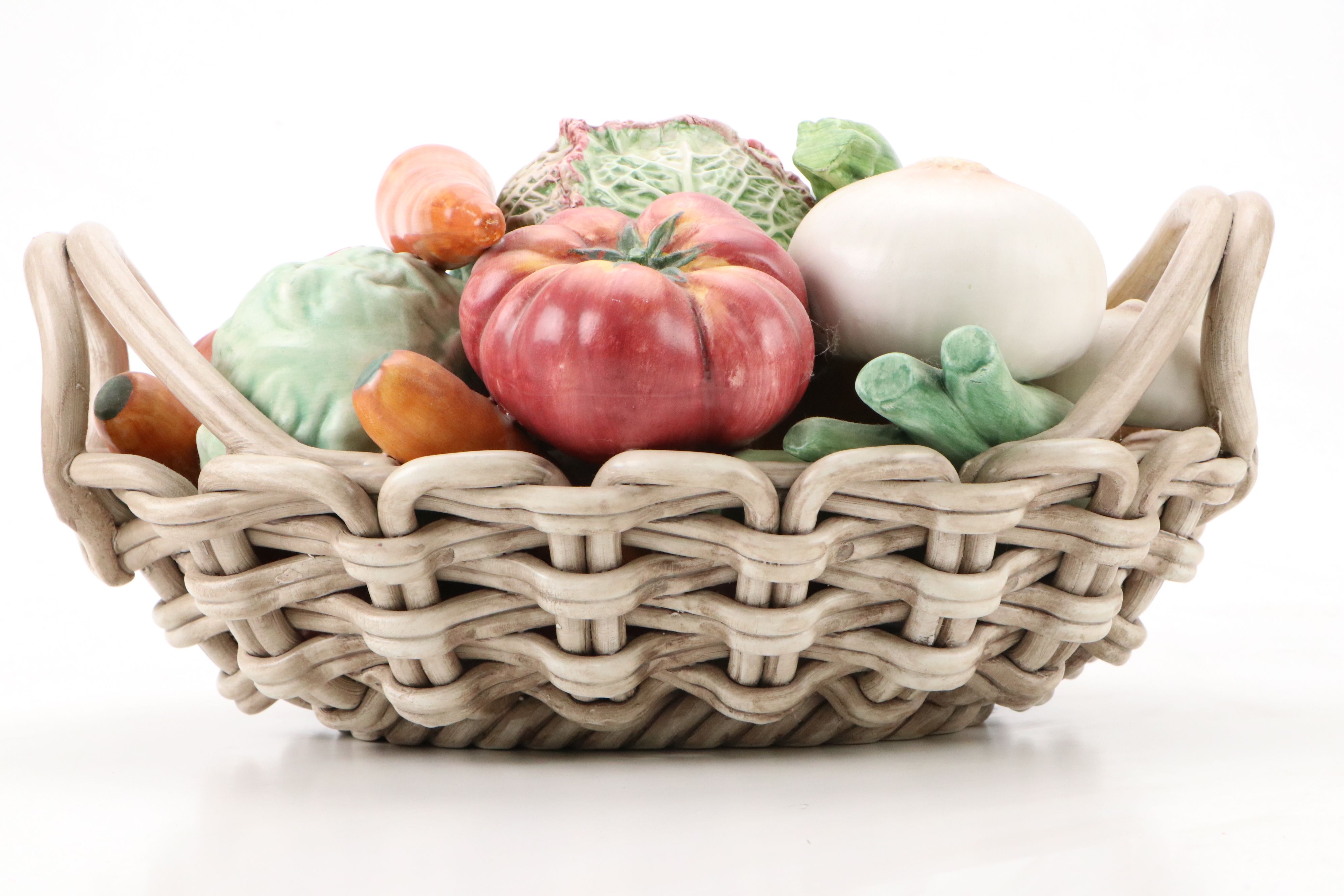 Horchow Italian Majolica Vegetable Basket Centerpiece