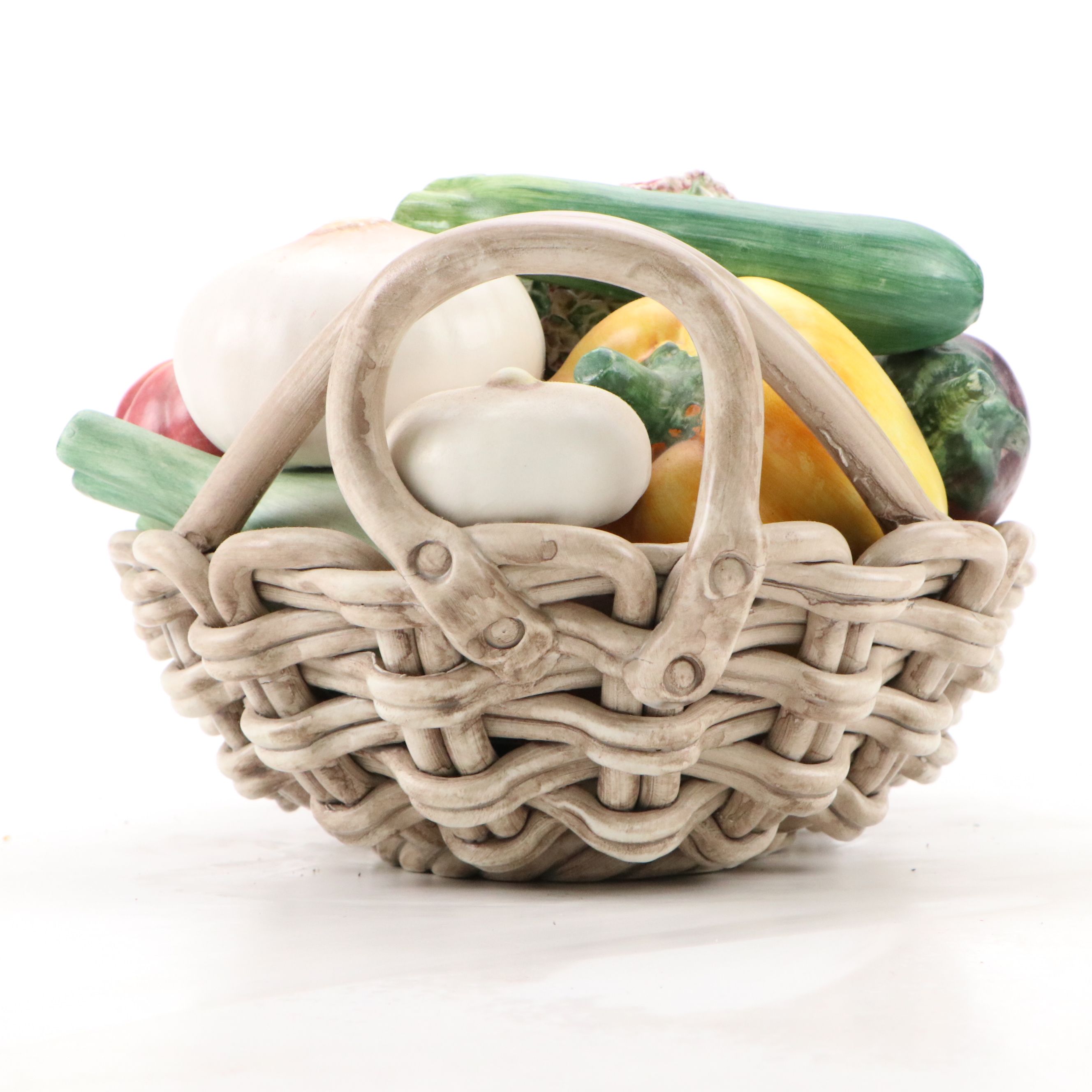 Horchow Italian Majolica Vegetable Basket Centerpiece