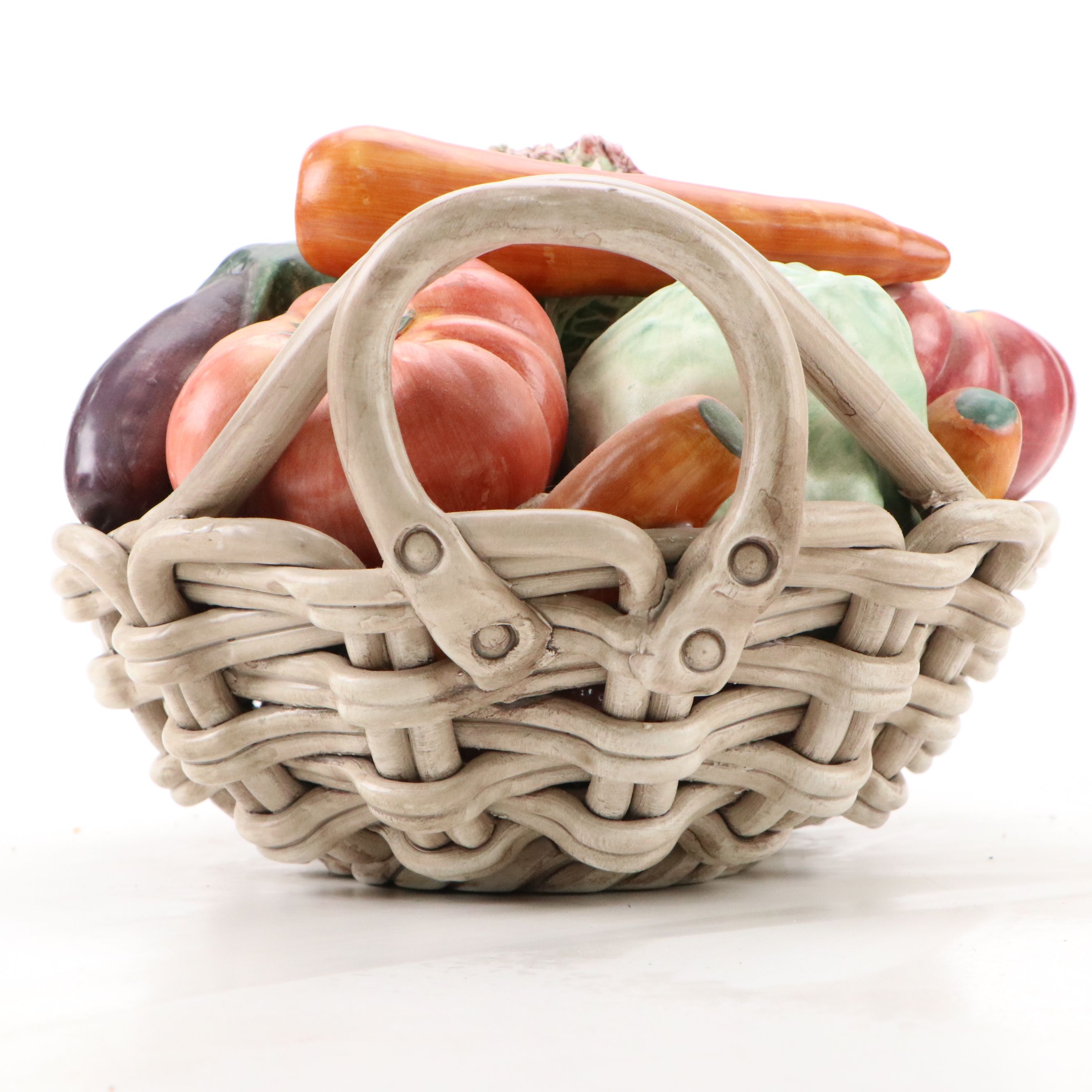 Horchow Italian Majolica Vegetable Basket Centerpiece