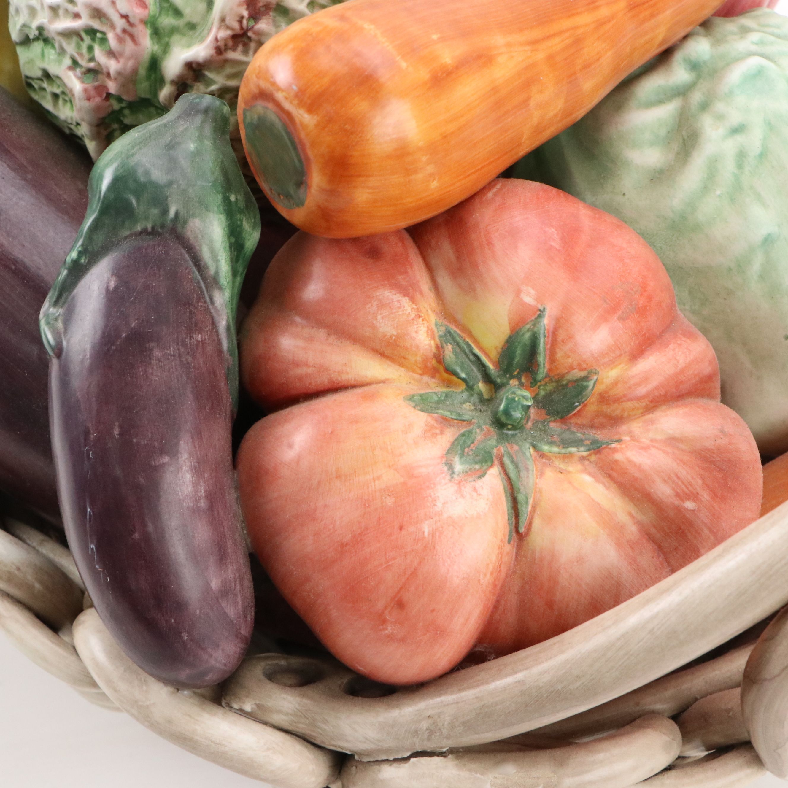 Horchow Italian Majolica Vegetable Basket Centerpiece