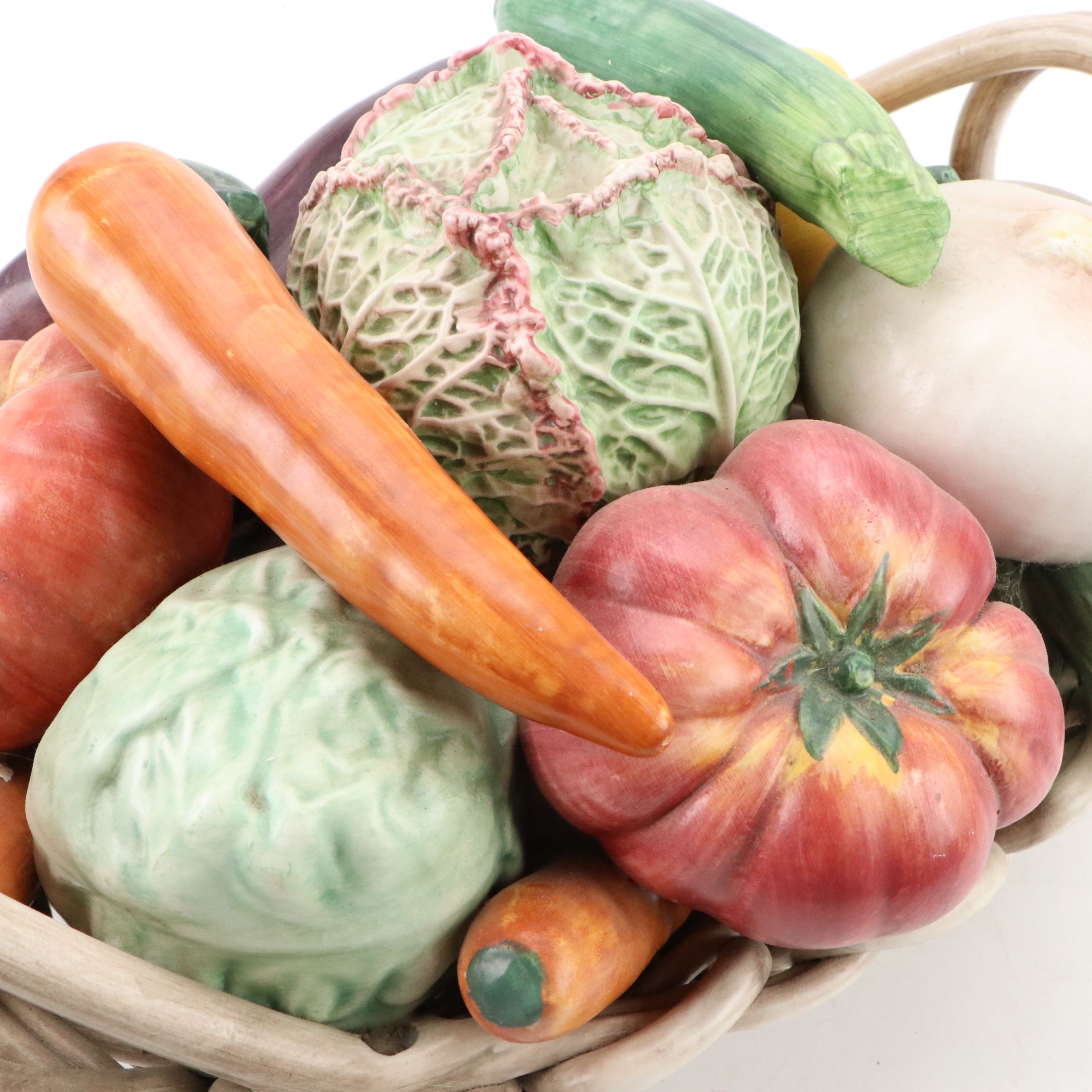 Horchow Italian Majolica Vegetable Basket Centerpiece