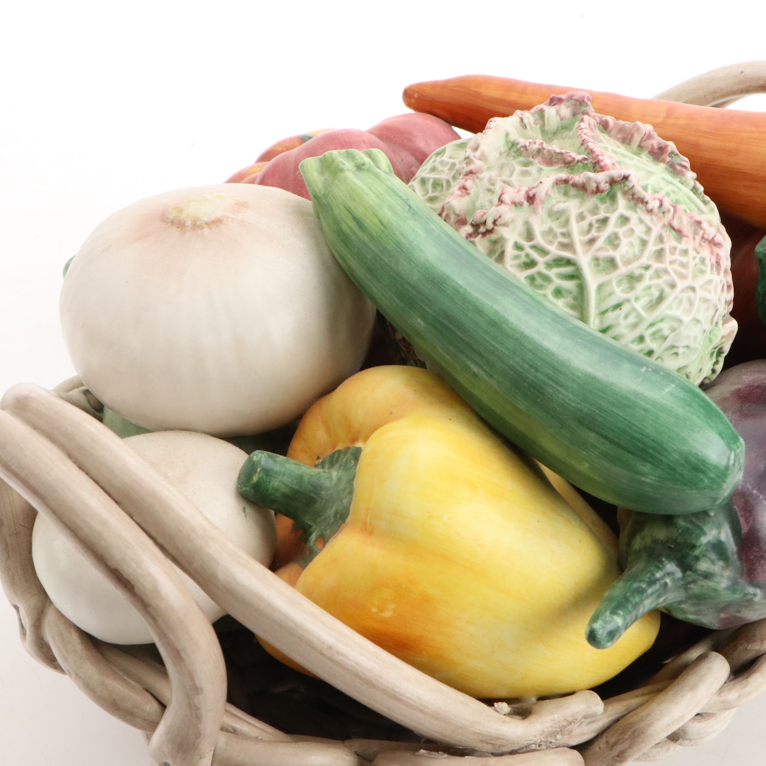 Horchow Italian Majolica Vegetable Basket Centerpiece