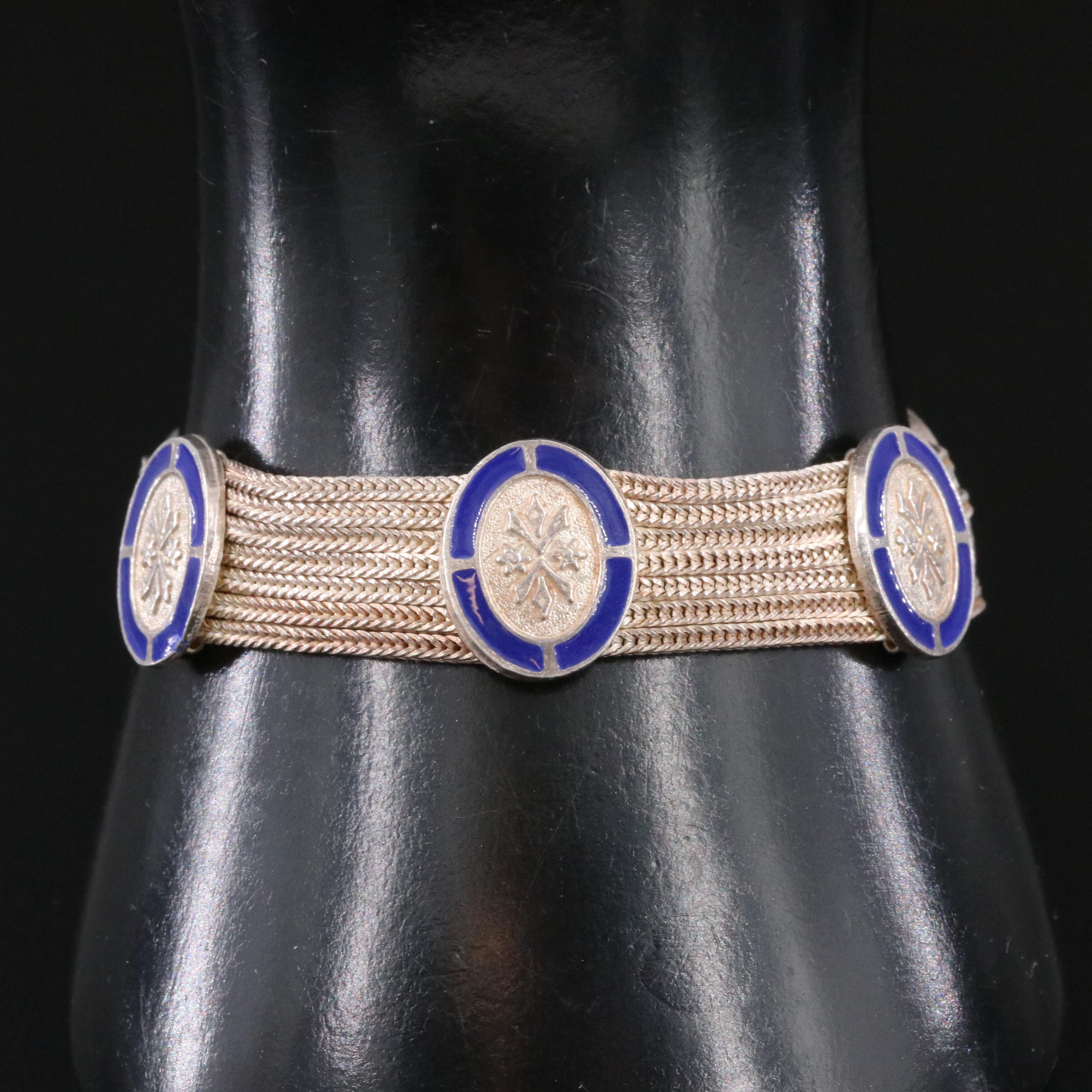 Turkish Sterling Enamel Floral Bracelet