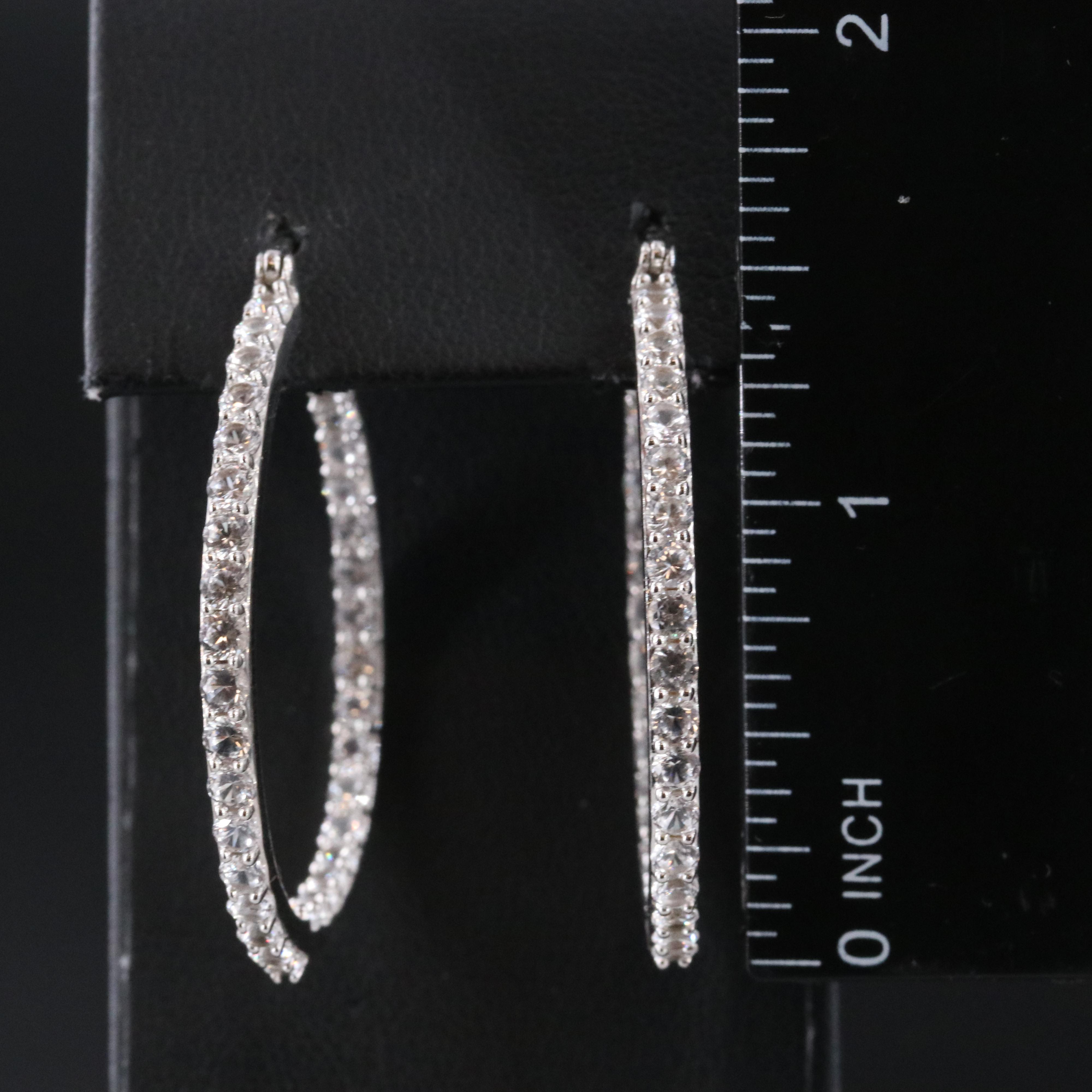 Sterling Inside-Out White Sapphire Hoop Earrings