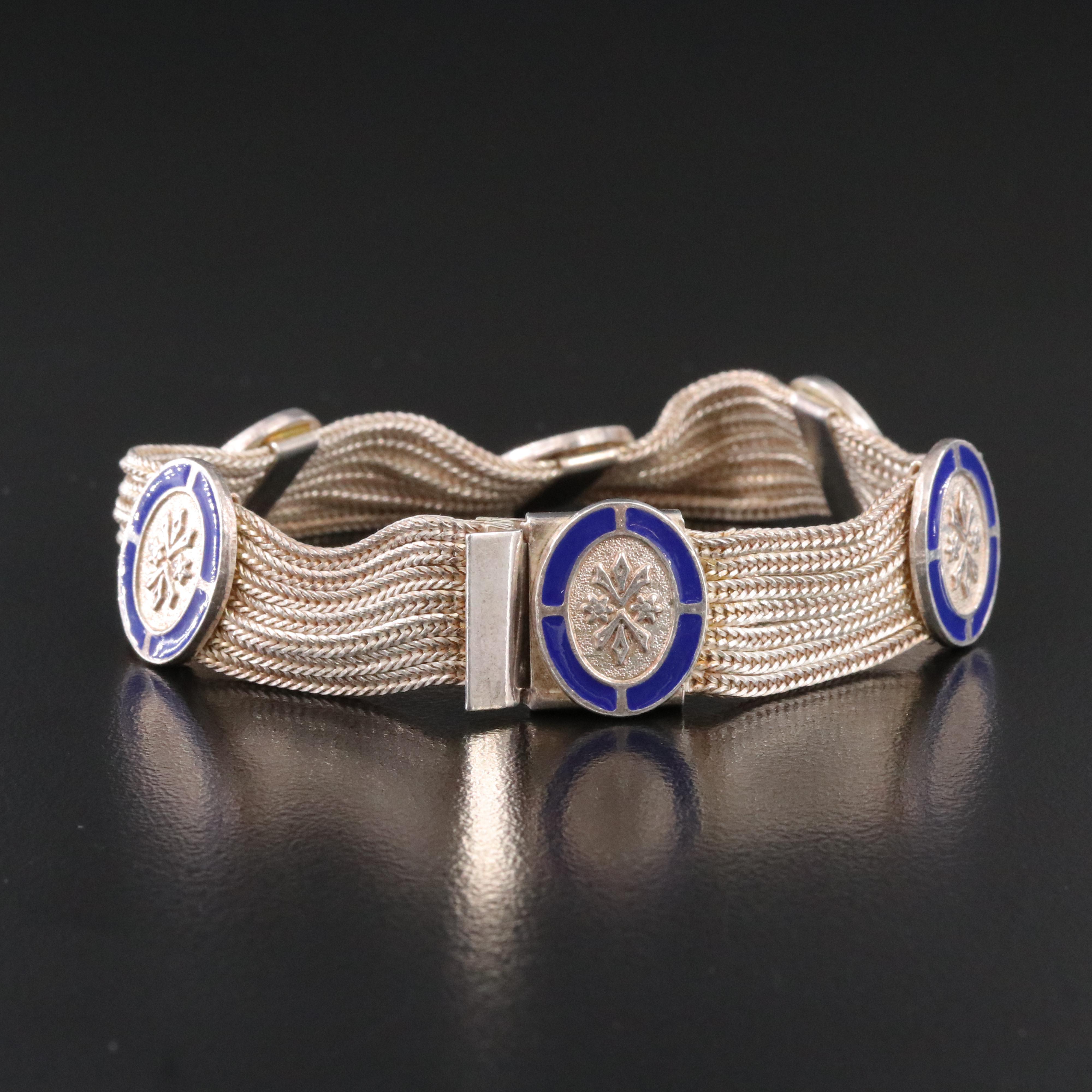 Turkish Sterling Enamel Floral Bracelet