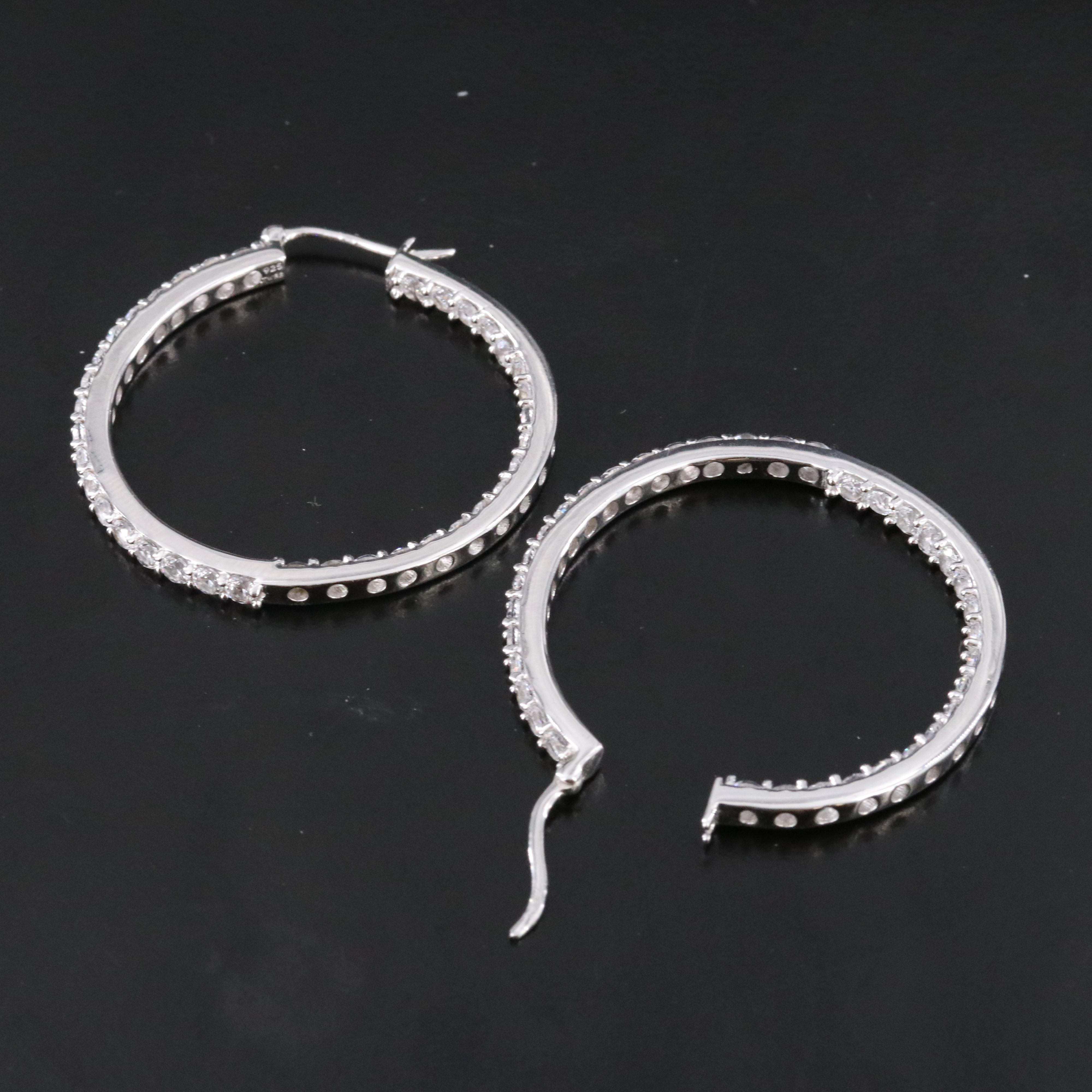 Sterling Inside-Out White Sapphire Hoop Earrings