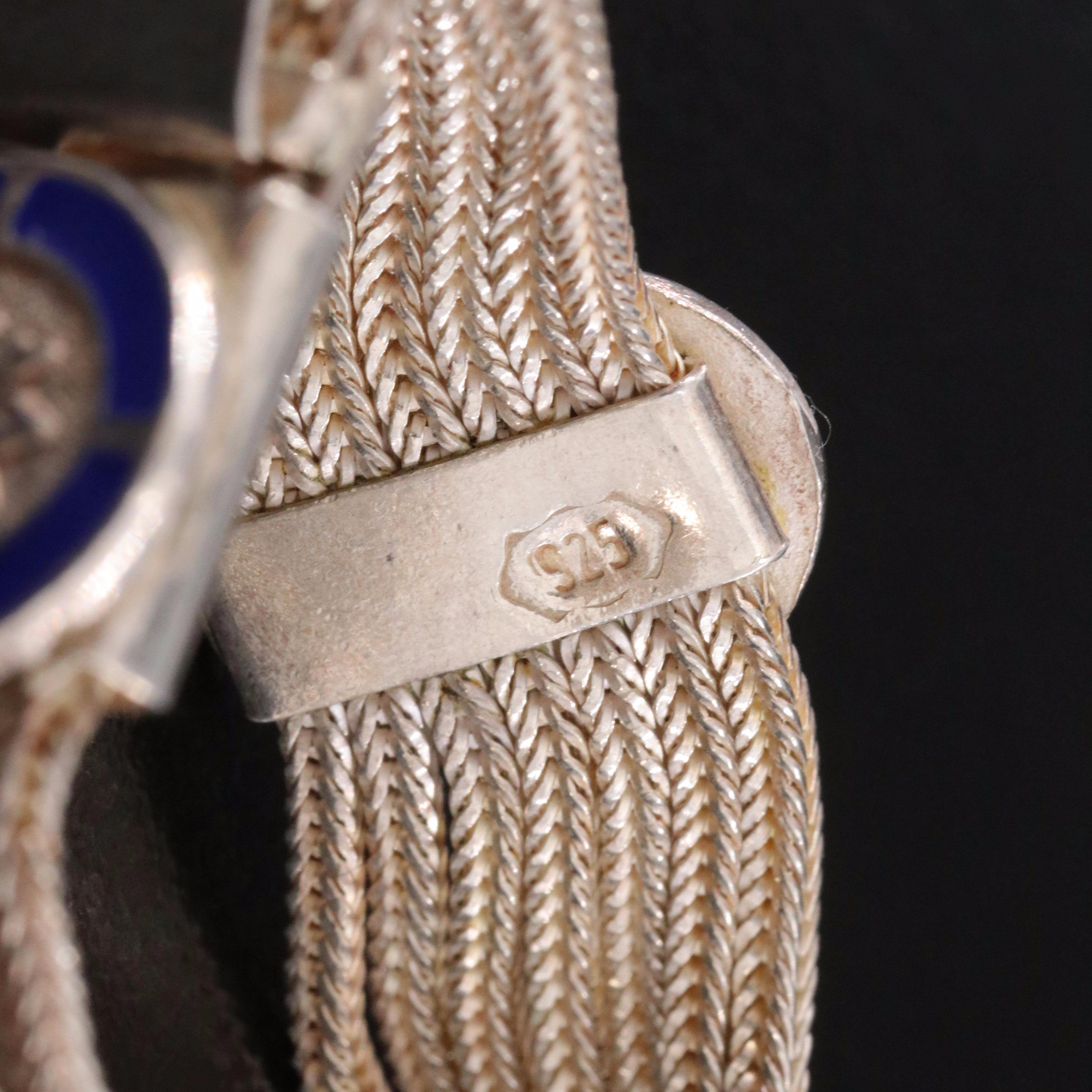 Turkish Sterling Enamel Floral Bracelet