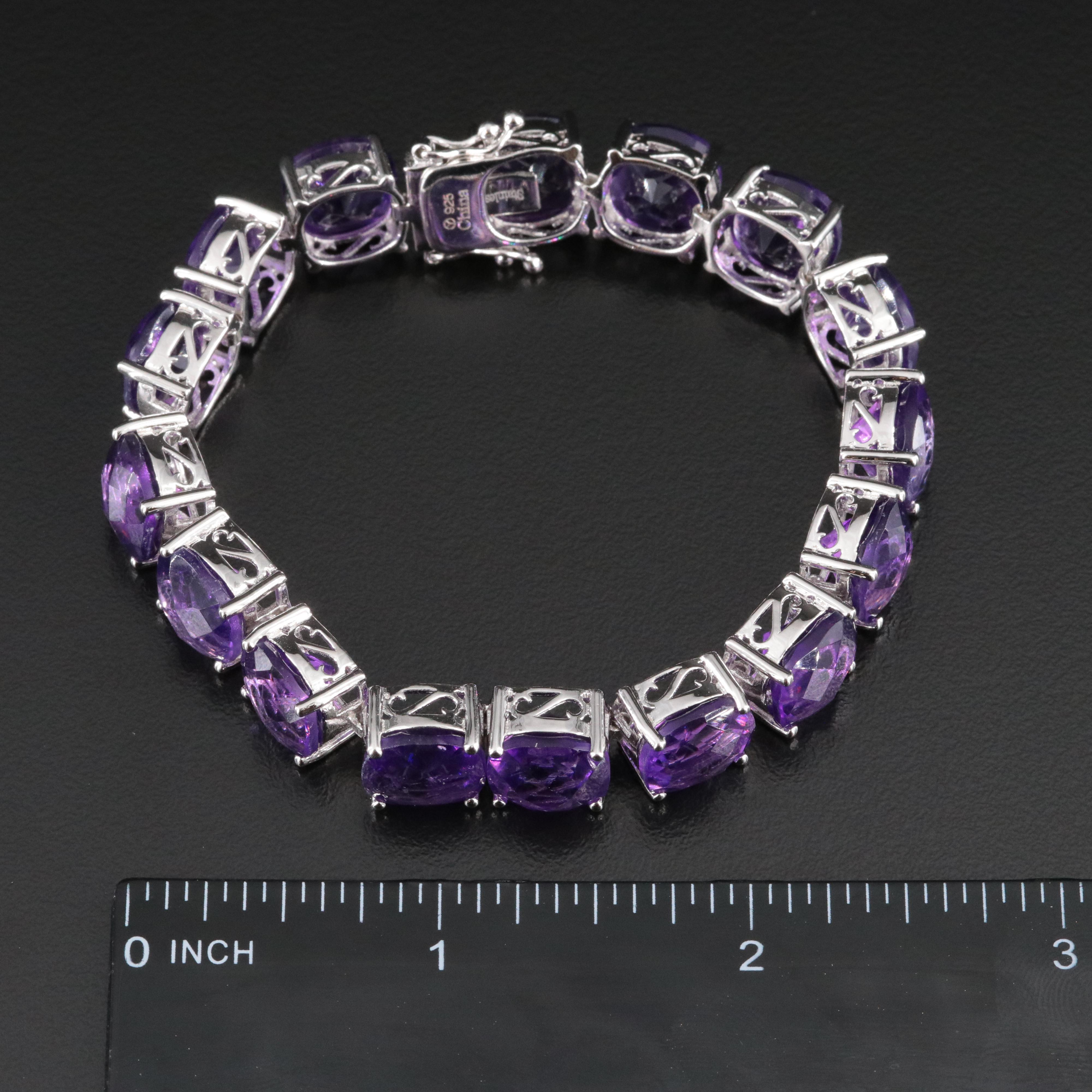 Sterling Amethyst Line Bracelet