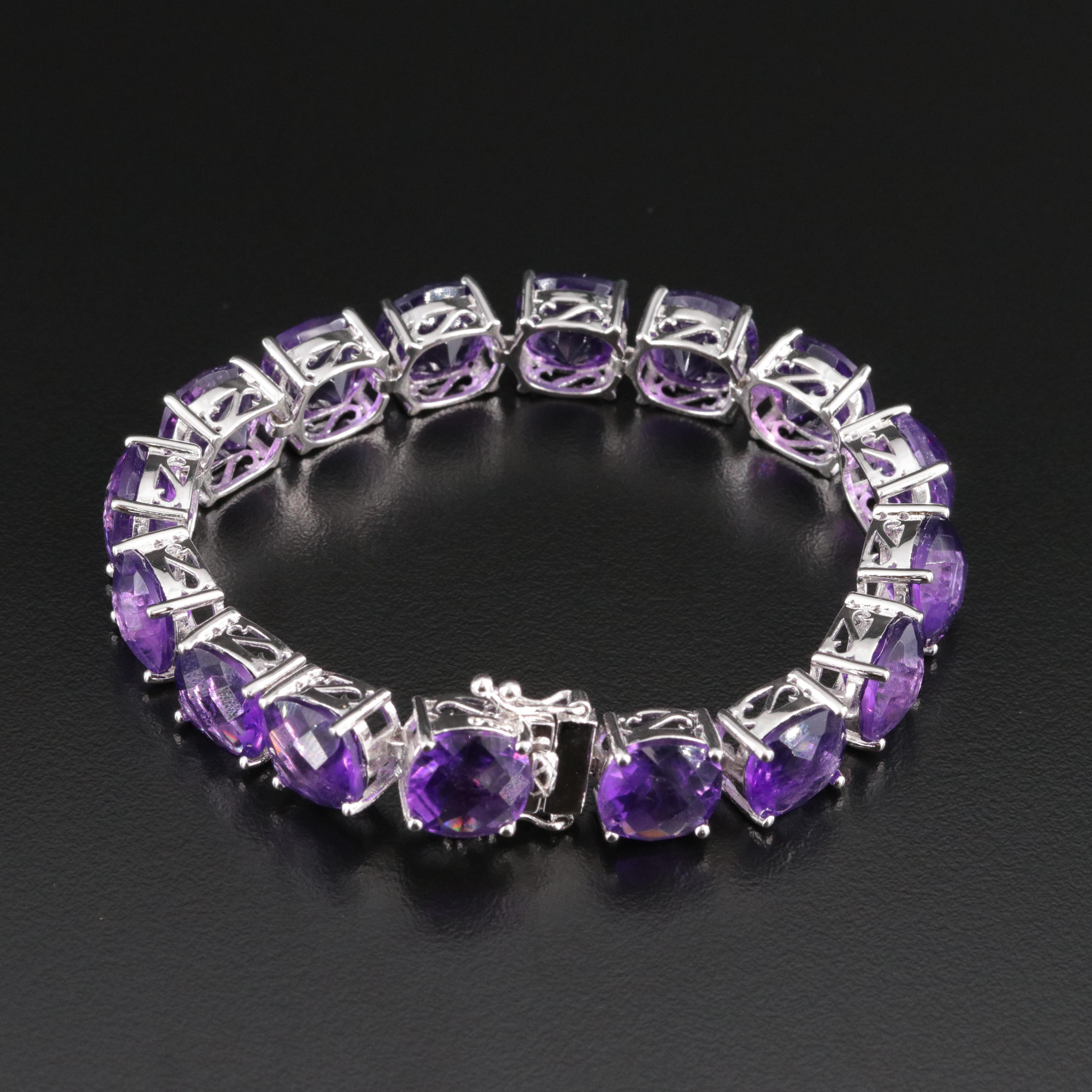 Sterling Amethyst Line Bracelet