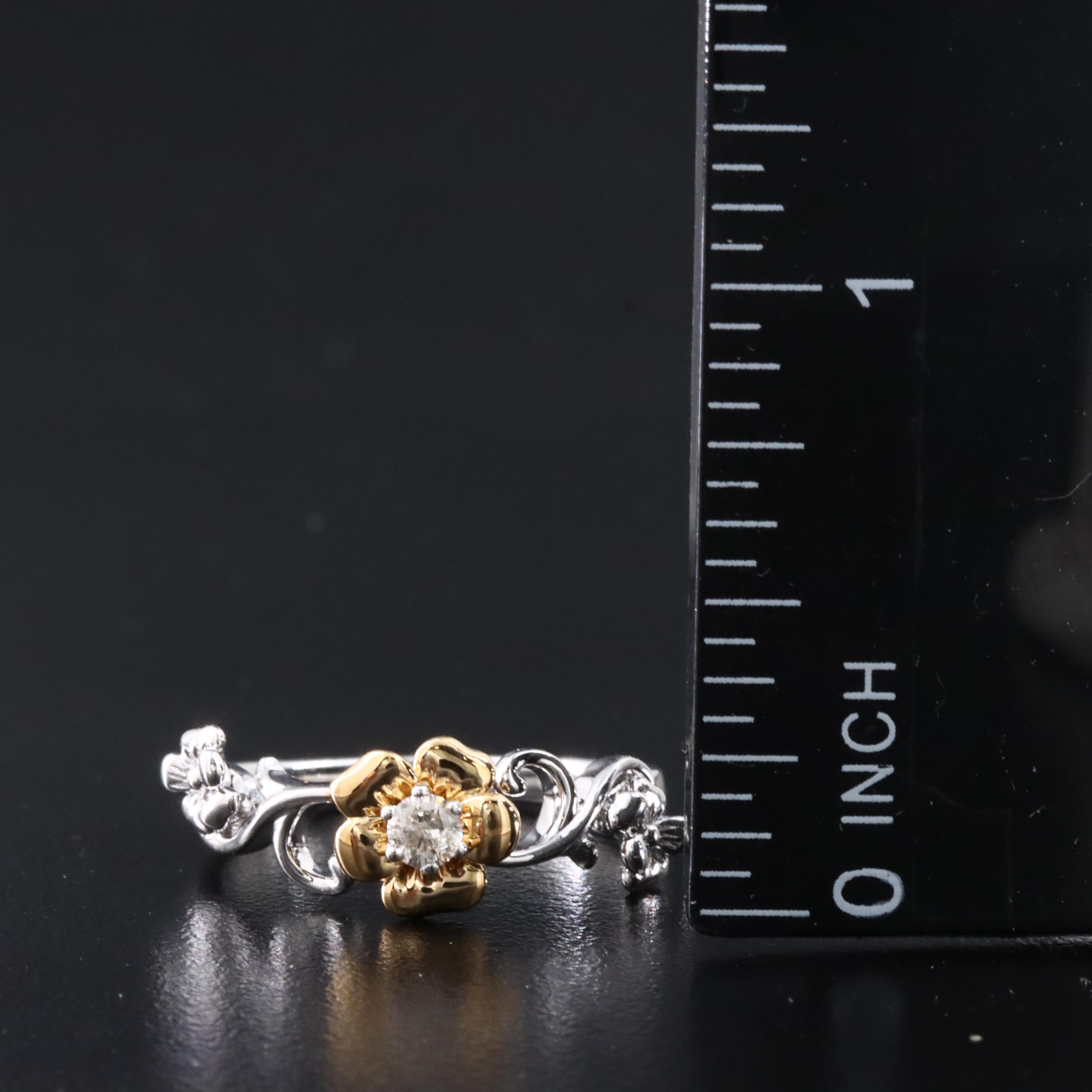 Sterling Diamond Floral Ring