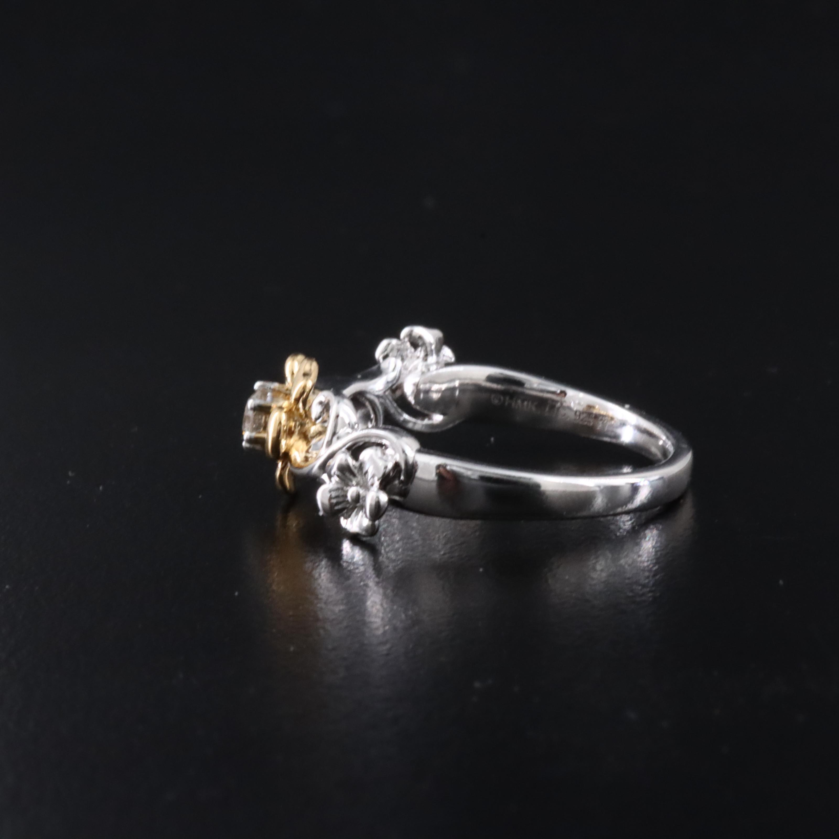 Sterling Diamond Floral Ring