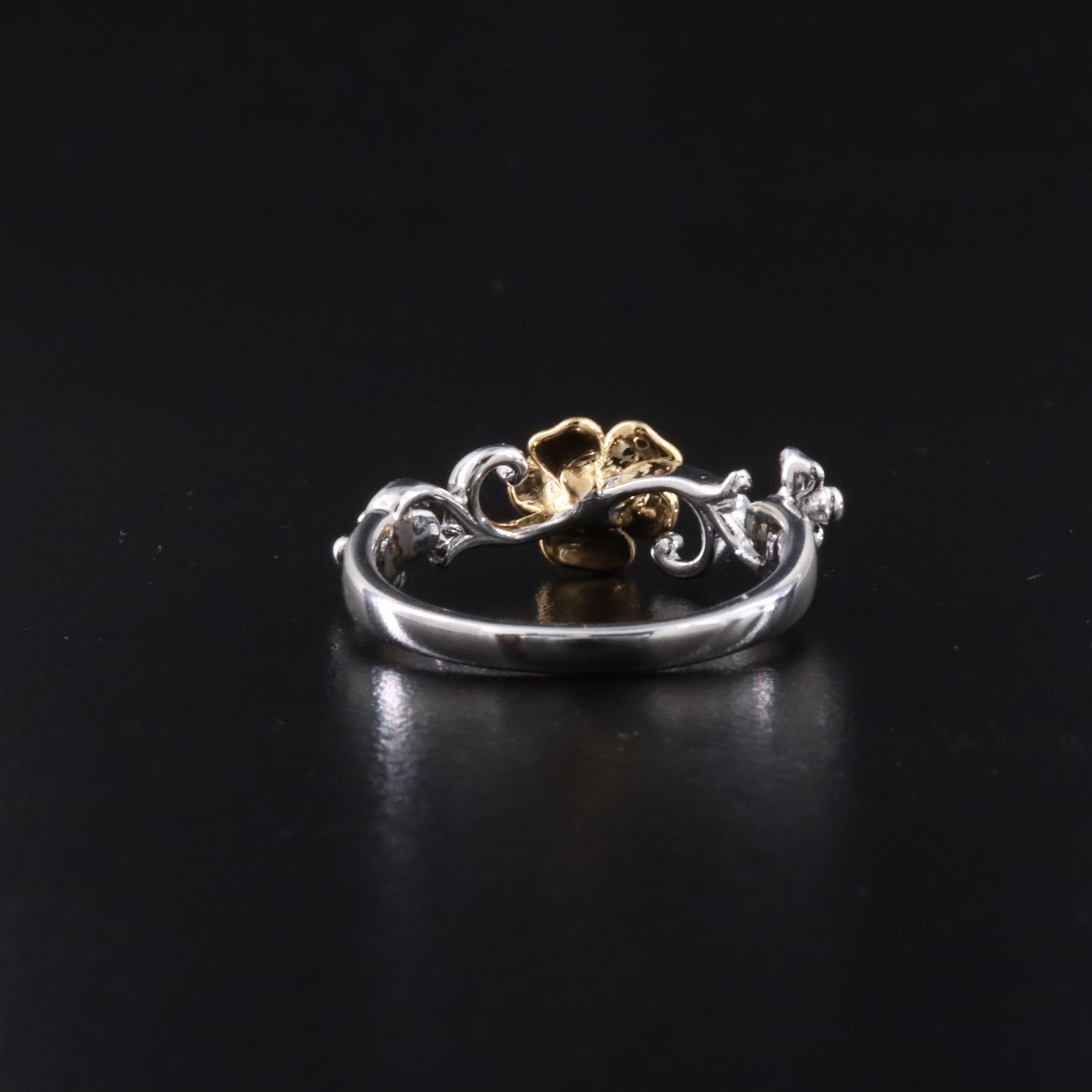 Sterling Diamond Floral Ring