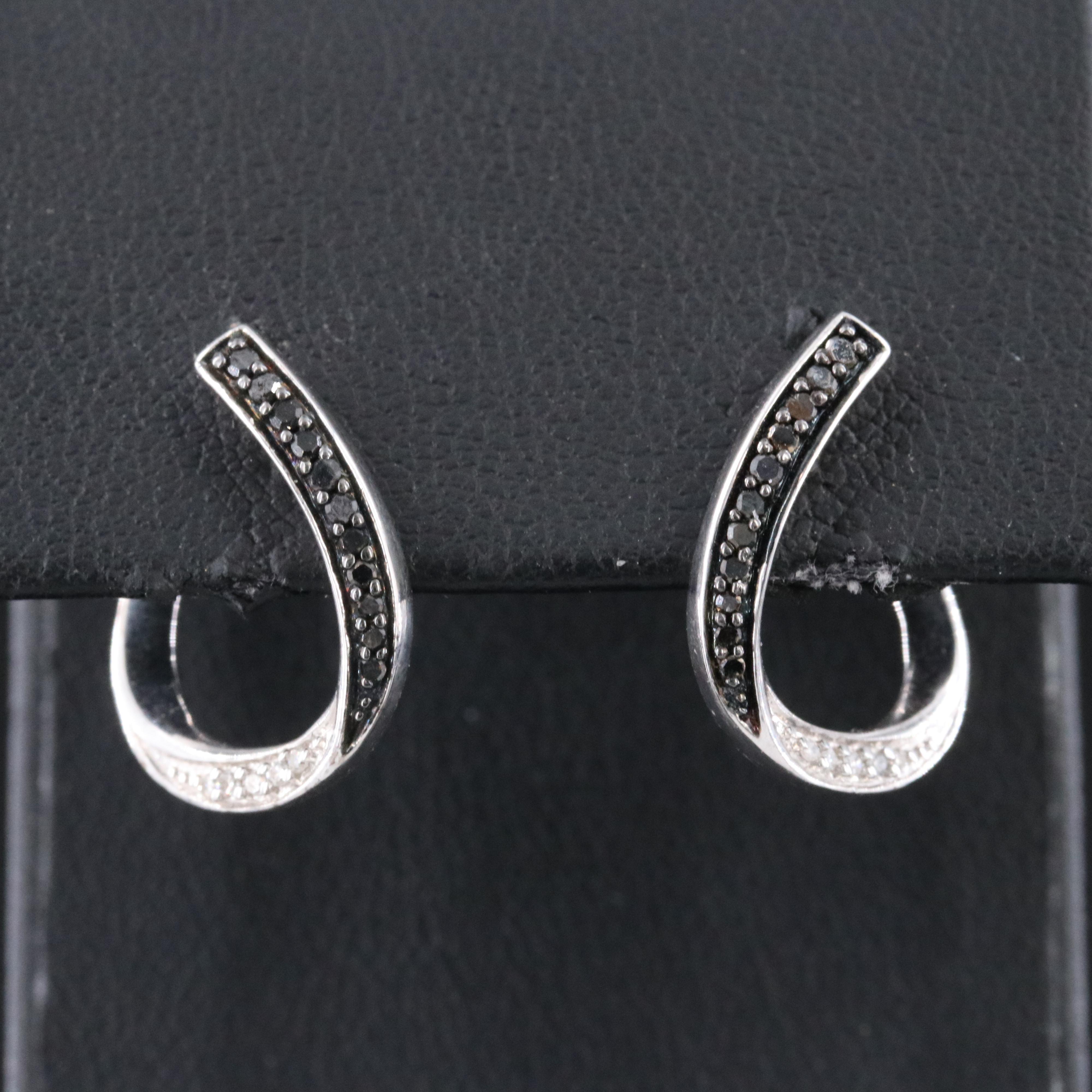 Sterling Diamond Hoop Earrings