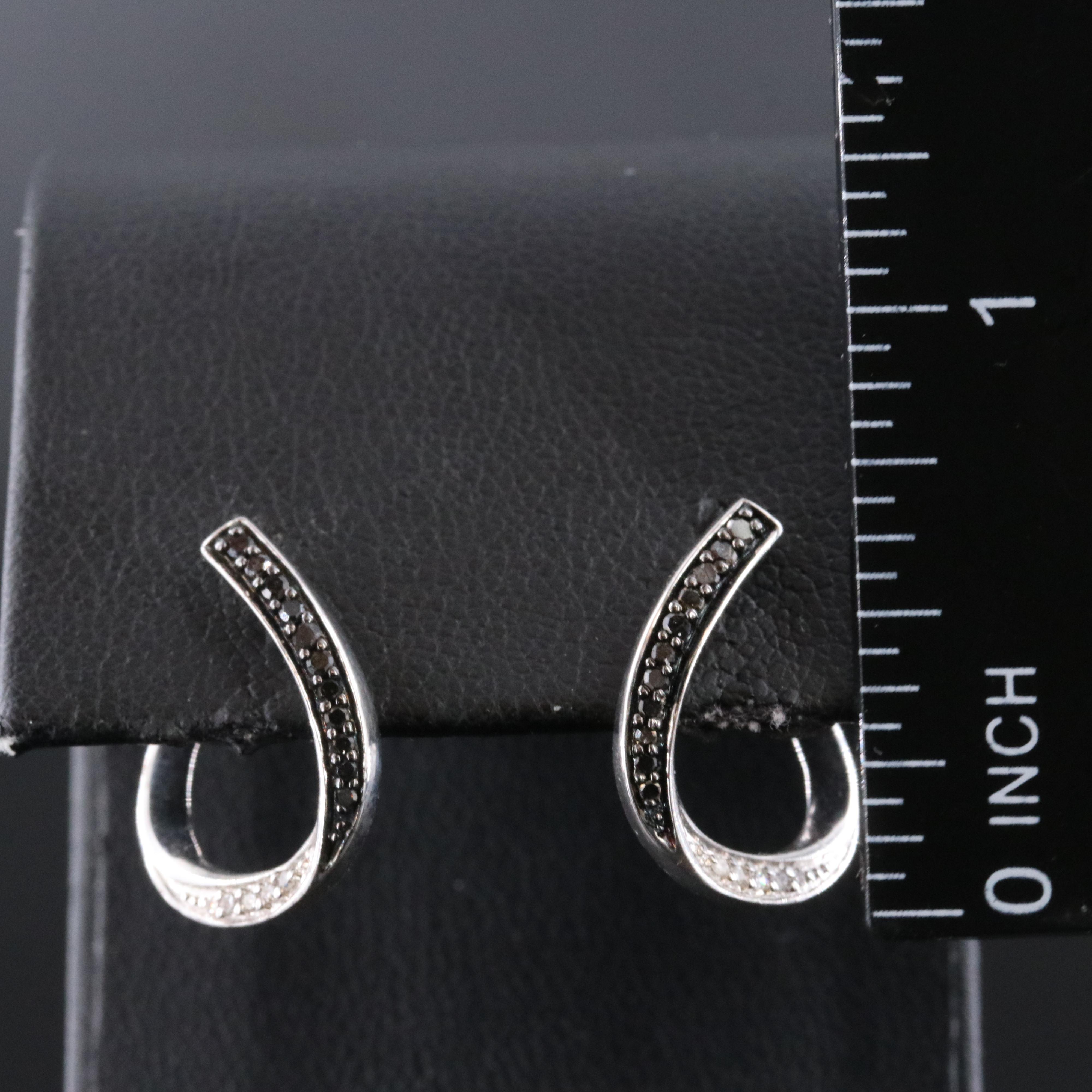 Sterling Diamond Hoop Earrings