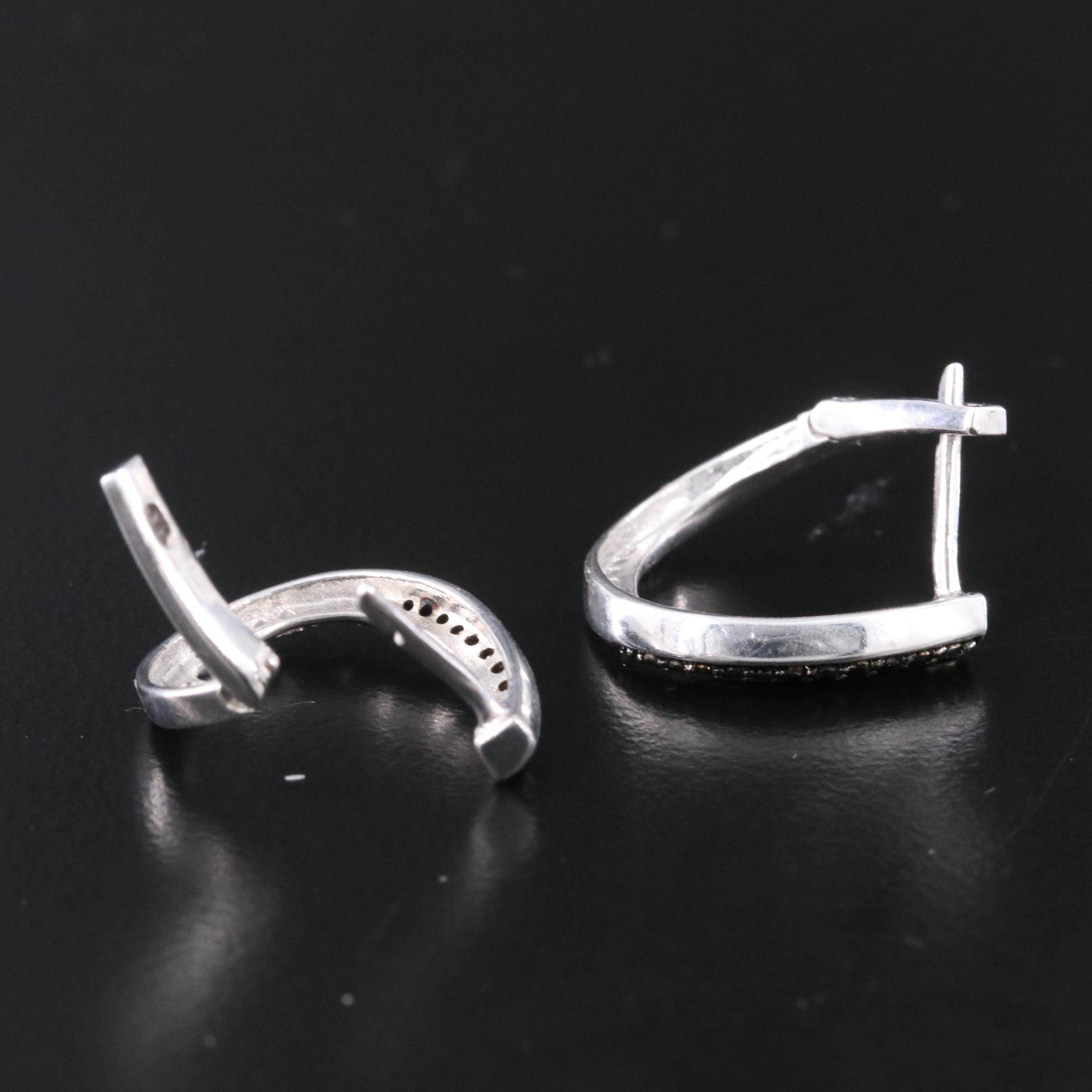 Sterling Diamond Hoop Earrings