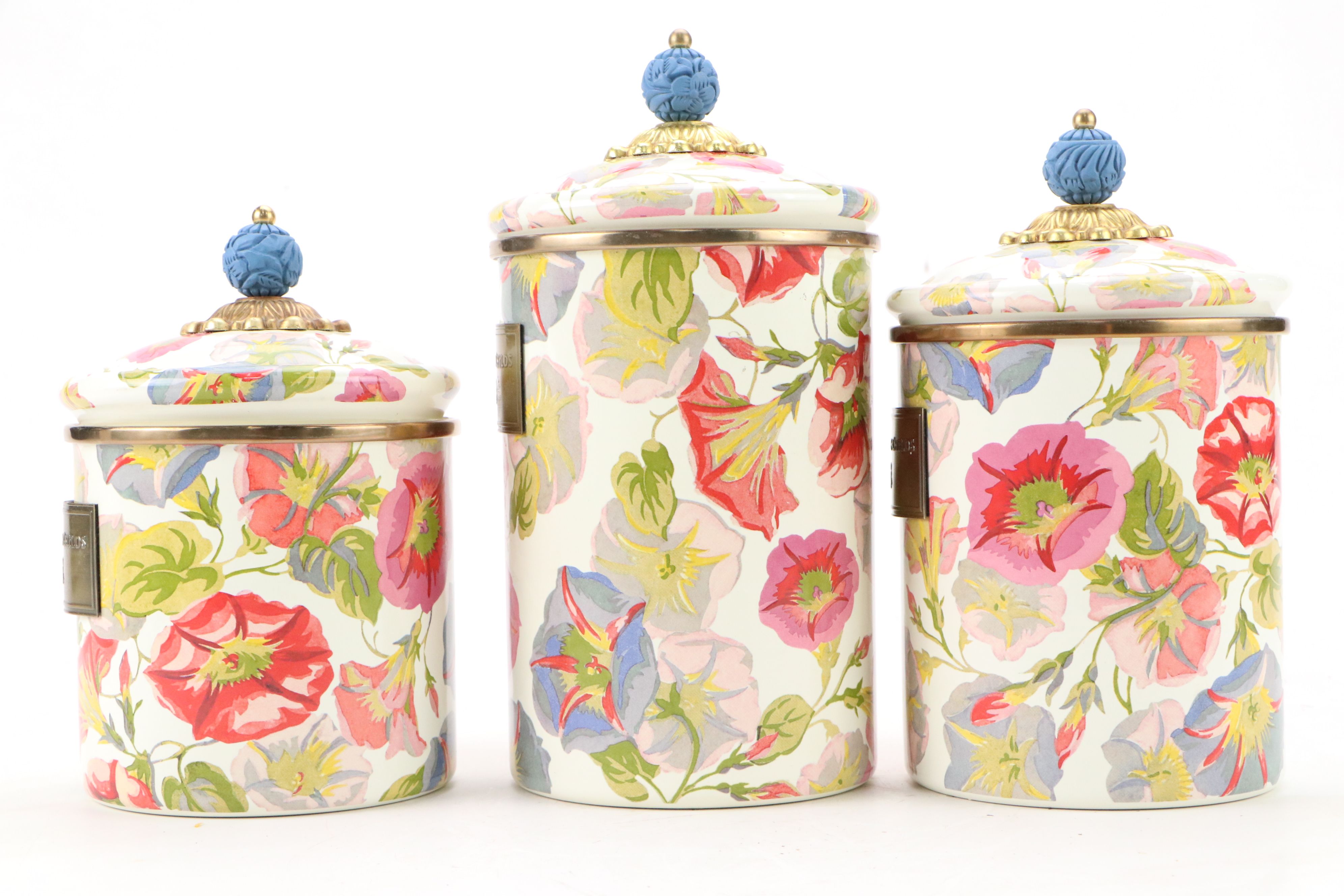 MacKenzie-Childs "Morning Glory" Enameled Canisters