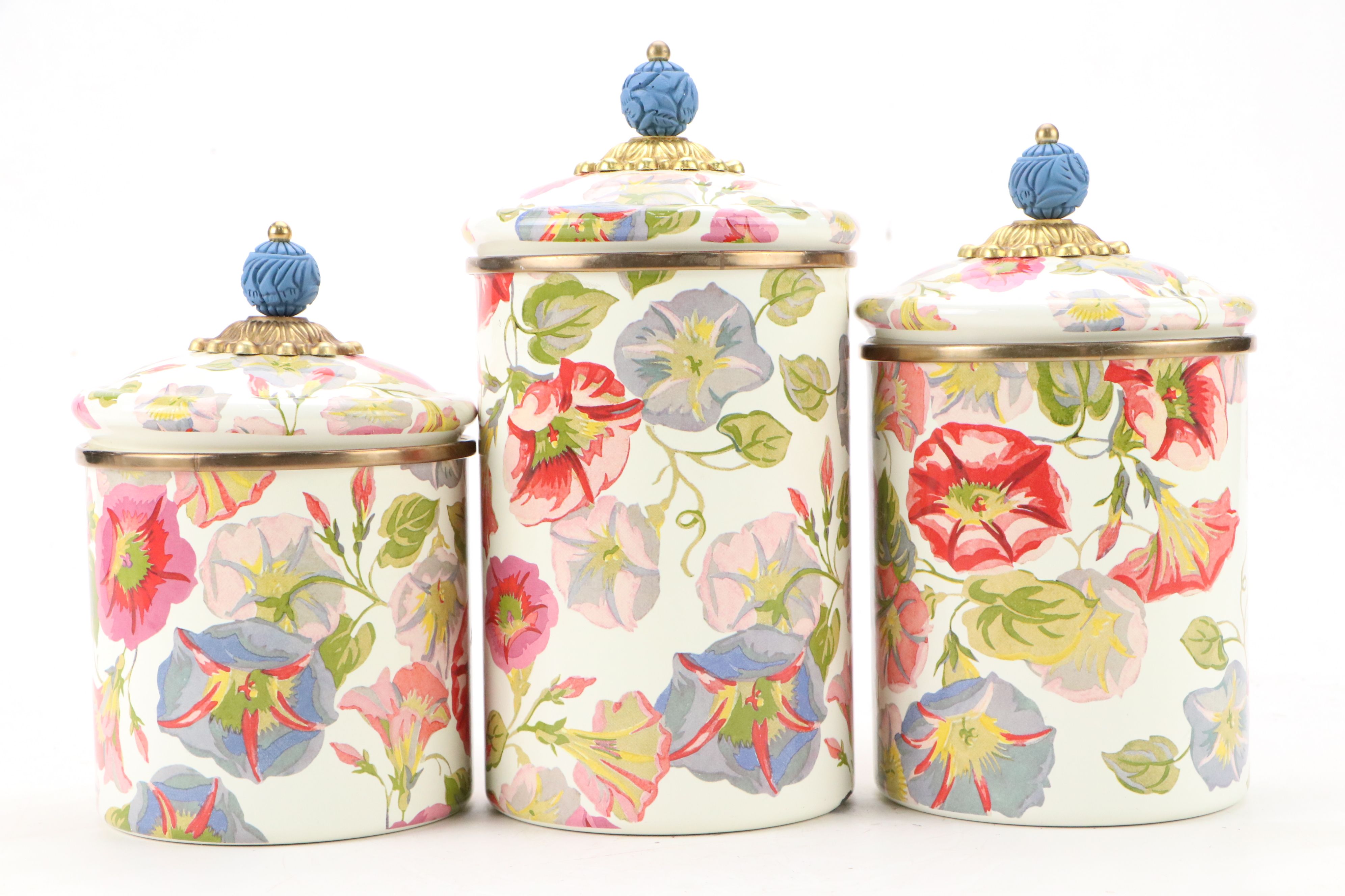 MacKenzie-Childs "Morning Glory" Enameled Canisters