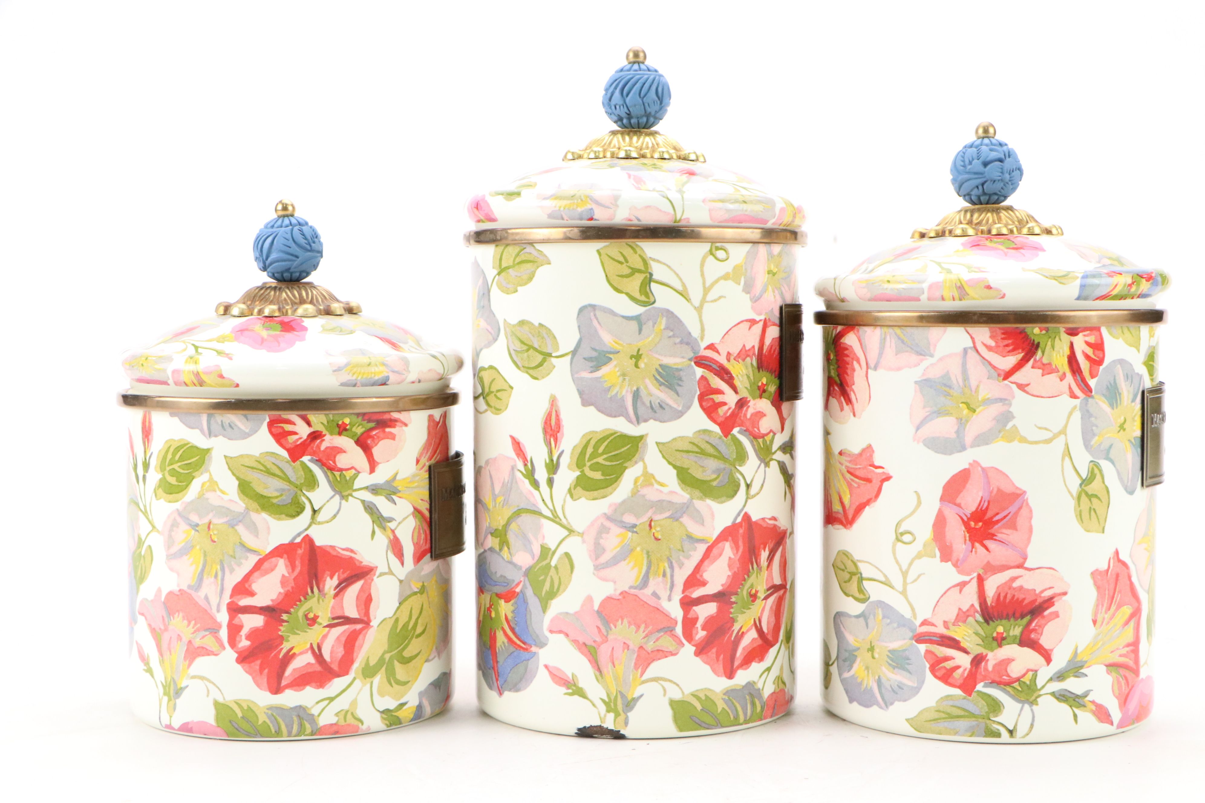 MacKenzie-Childs "Morning Glory" Enameled Canisters
