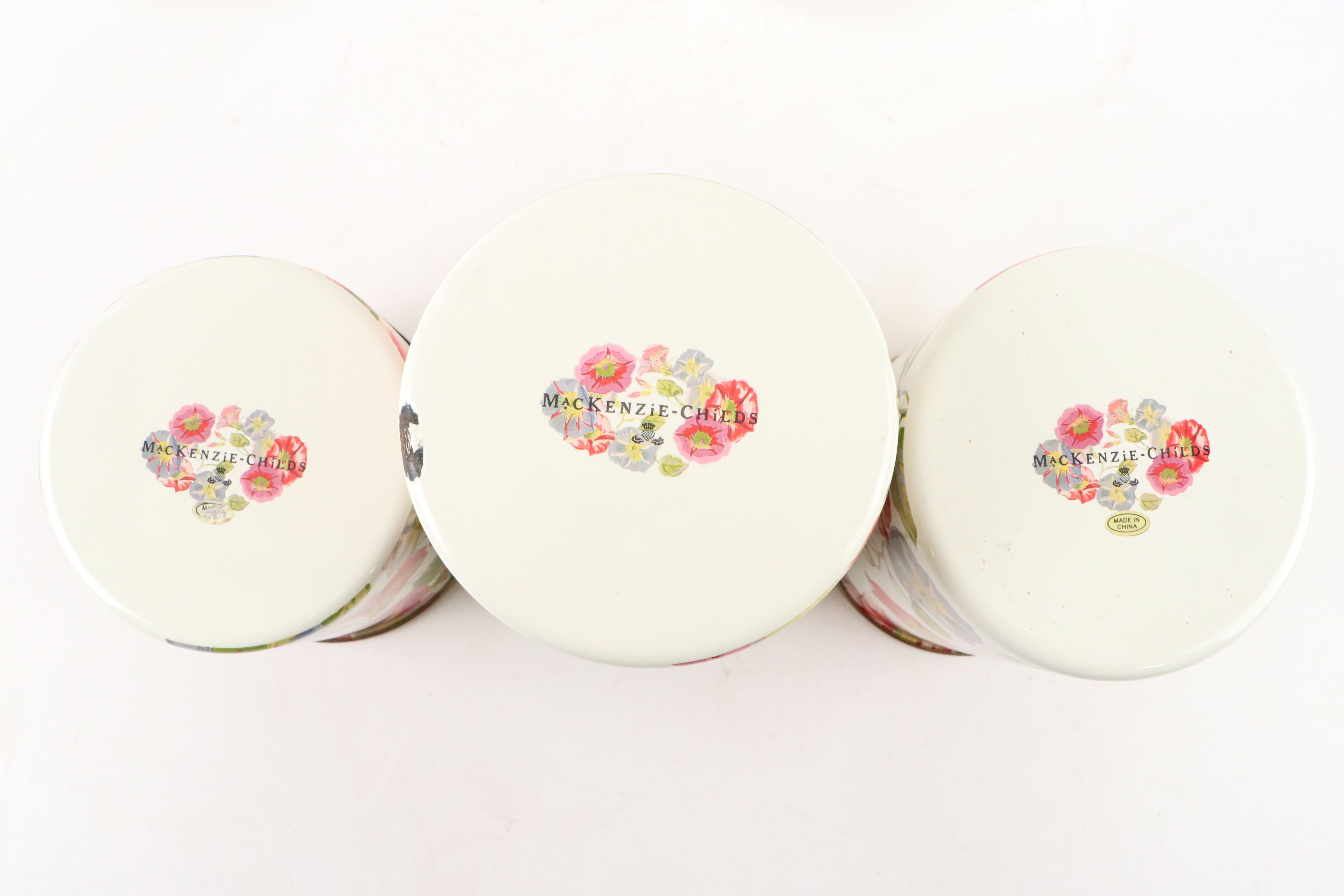 MacKenzie-Childs "Morning Glory" Enameled Canisters