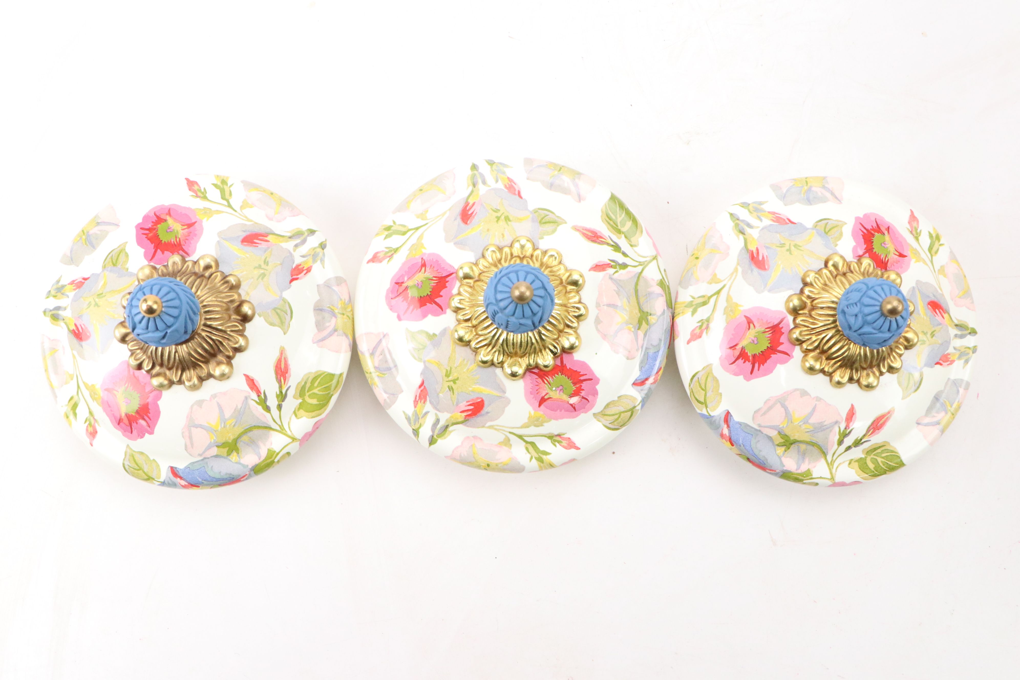 MacKenzie-Childs "Morning Glory" Enameled Canisters