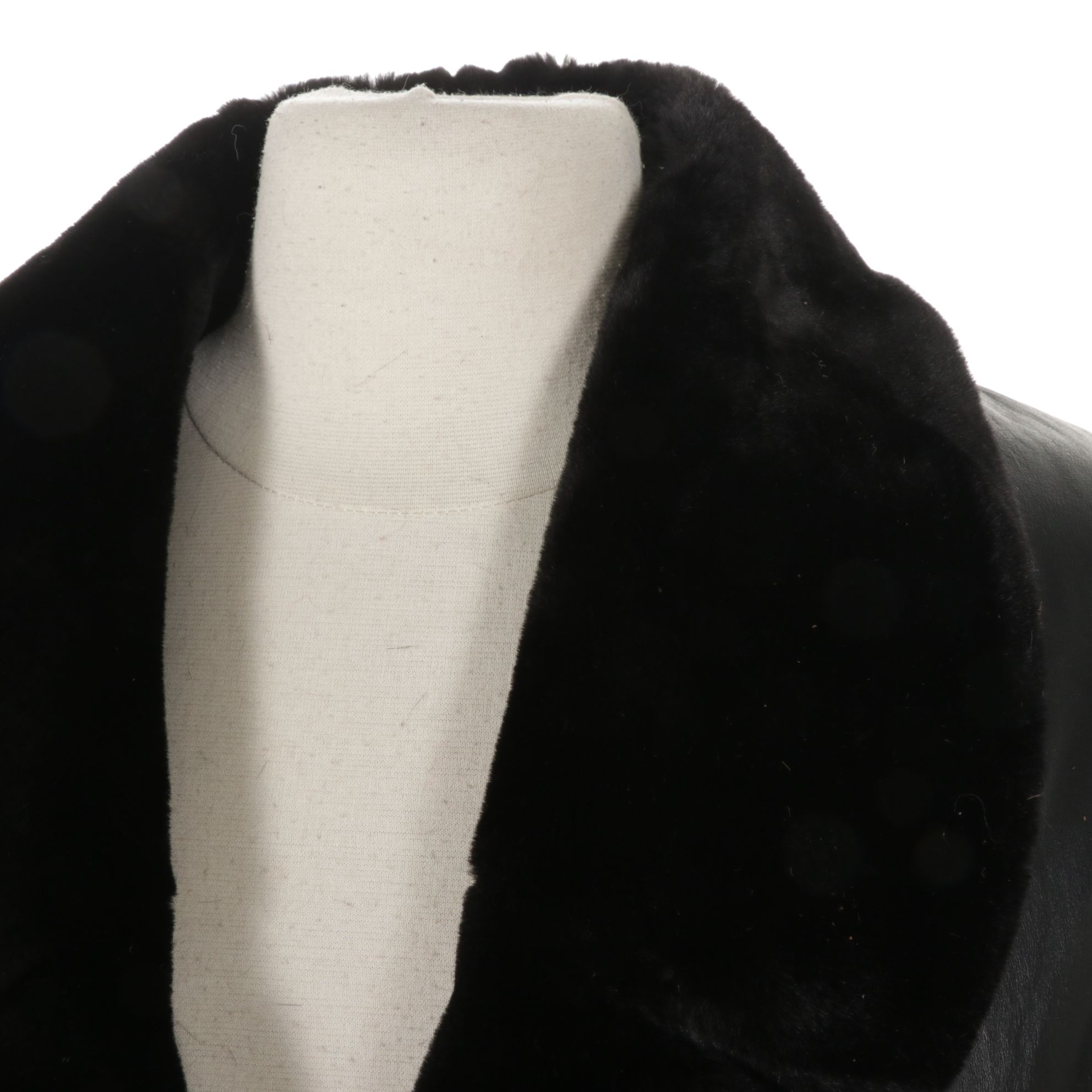 Black Leather Jacket with Faux-Fur Lining