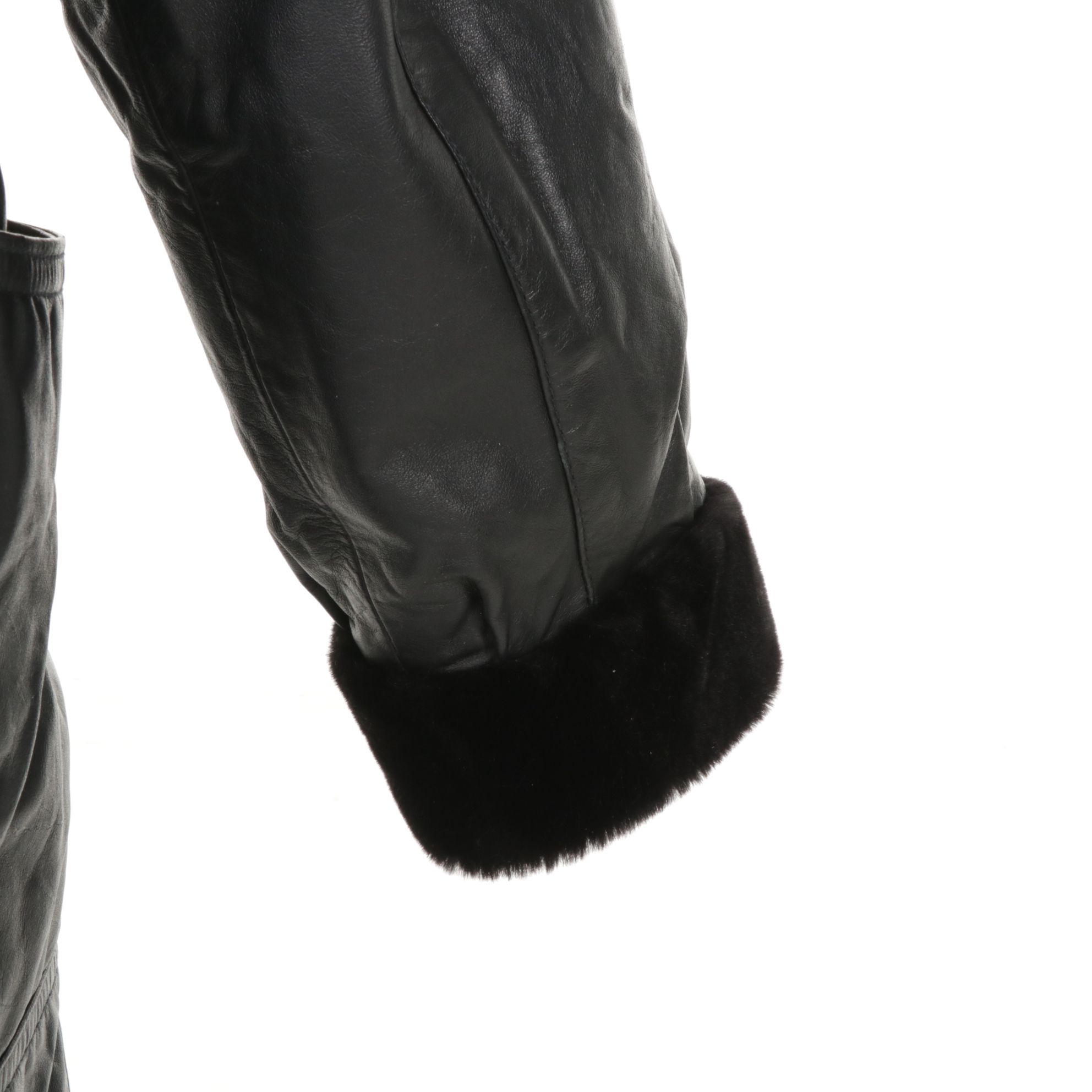 Black Leather Jacket with Faux-Fur Lining