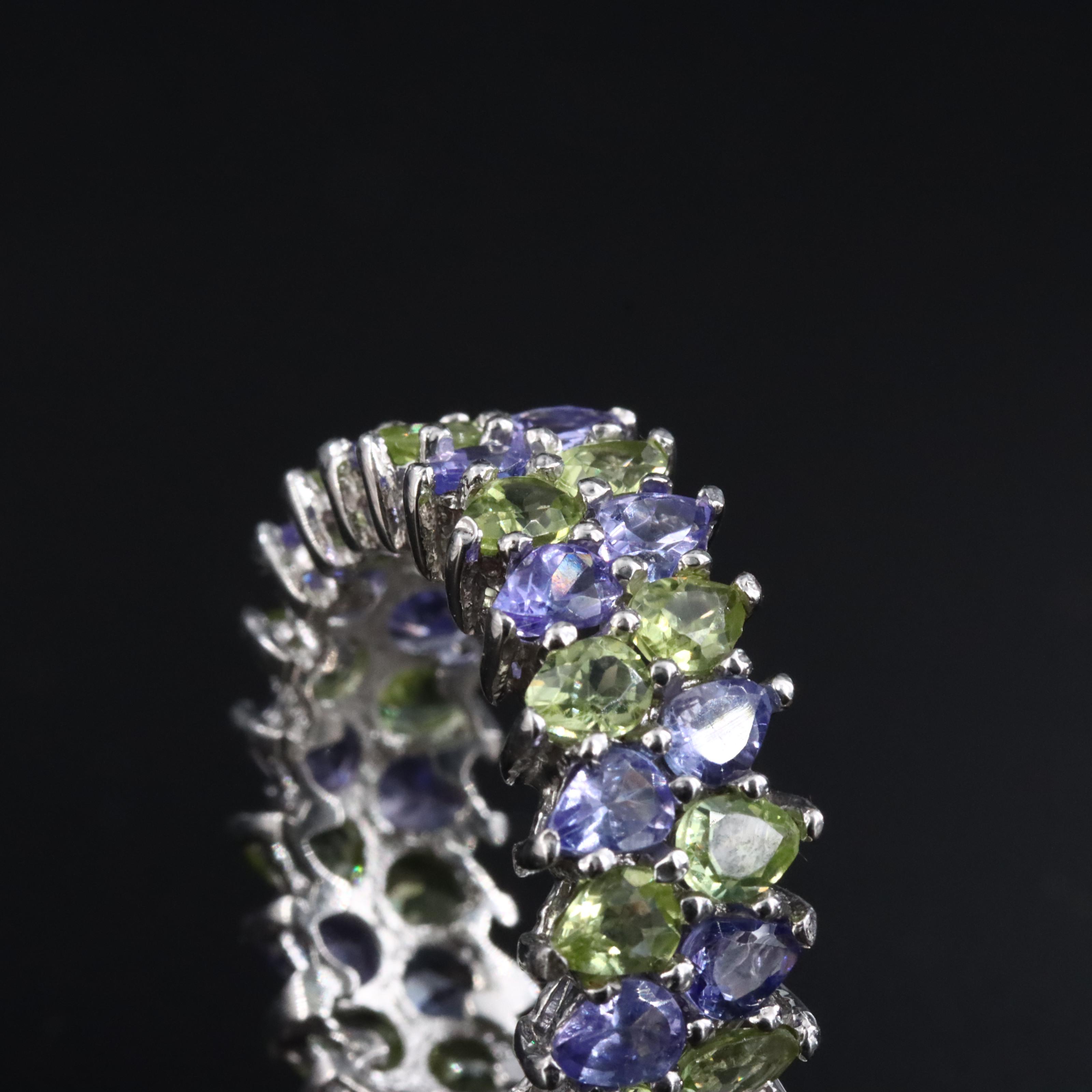 Sterling Tanzanite and Peridot Eternity Band
