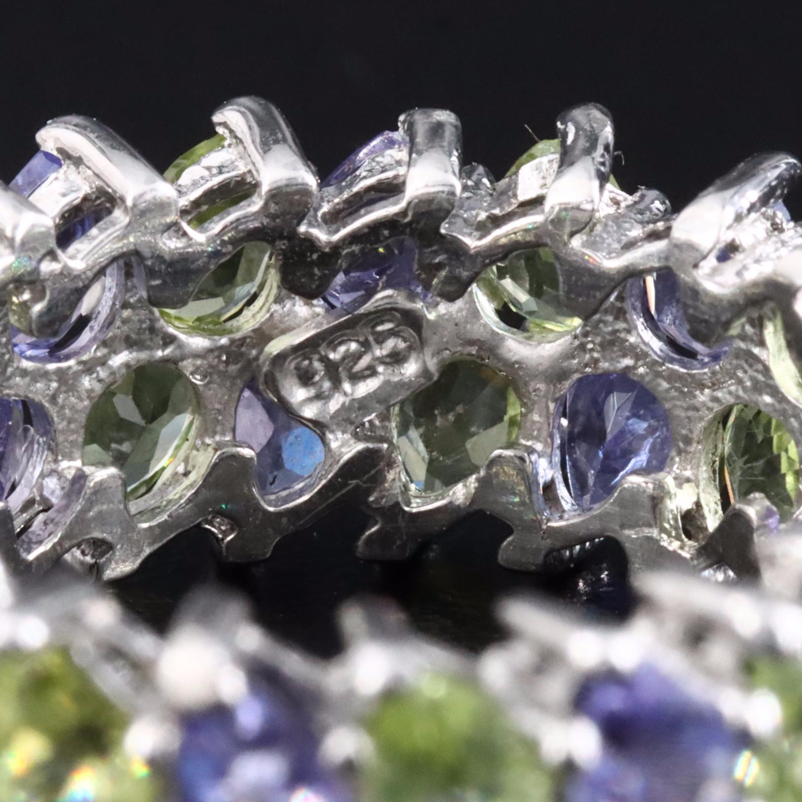 Sterling Tanzanite and Peridot Eternity Band
