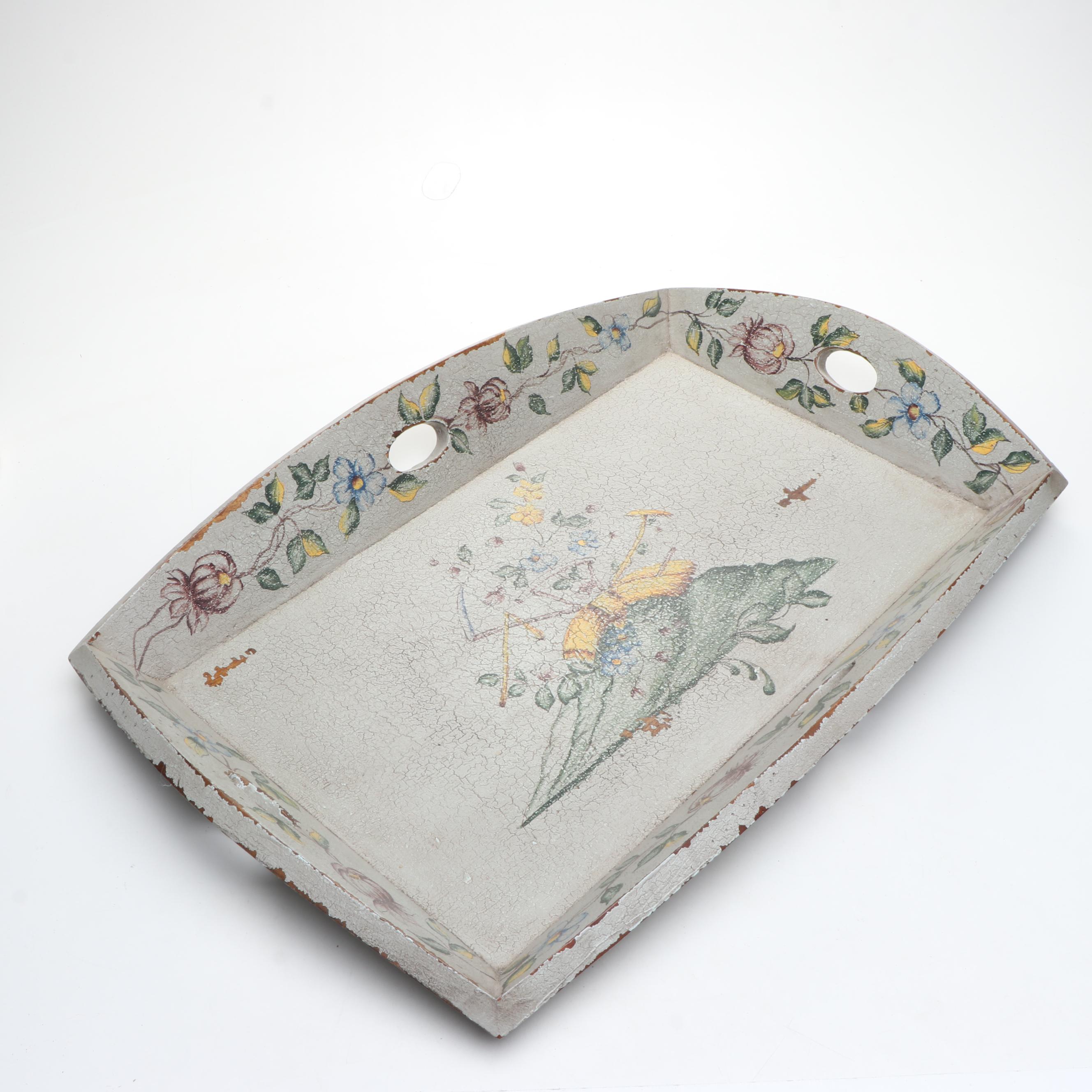 Victorian Style Painted Wooden Tray