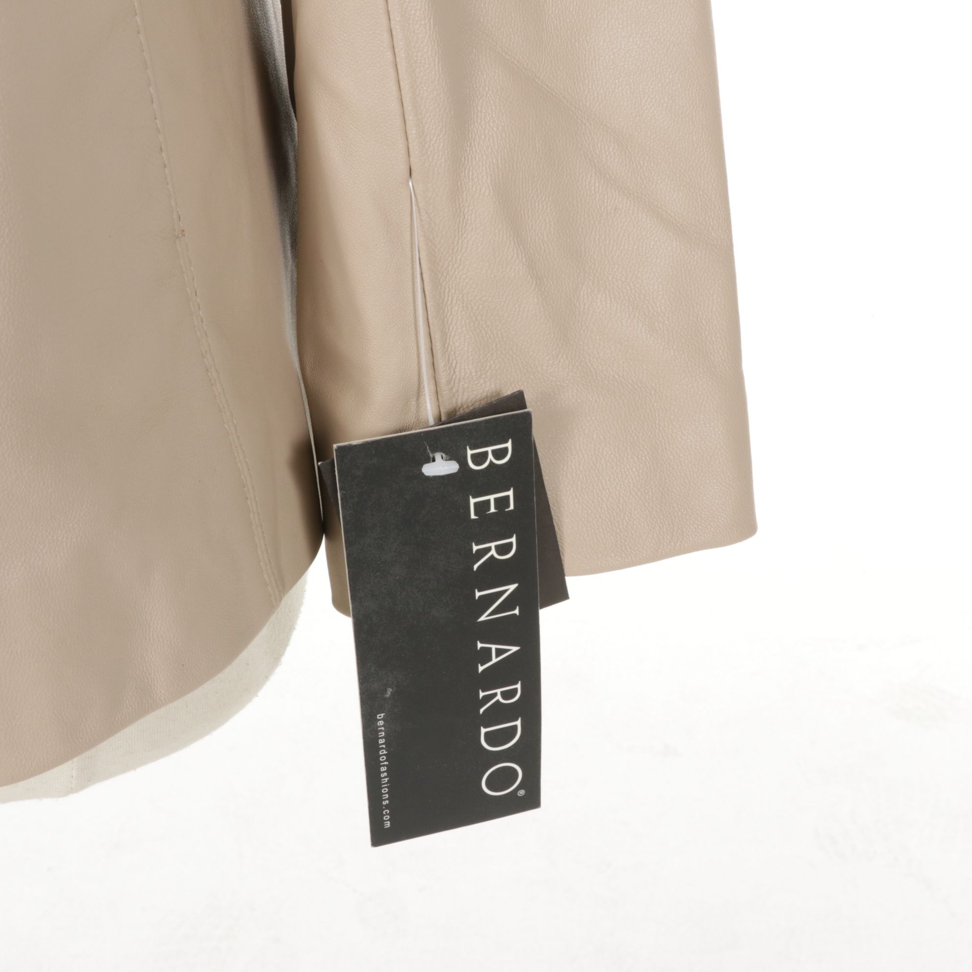 Bernardo Beige Leather Jacket with Removable Fox Fur Collar