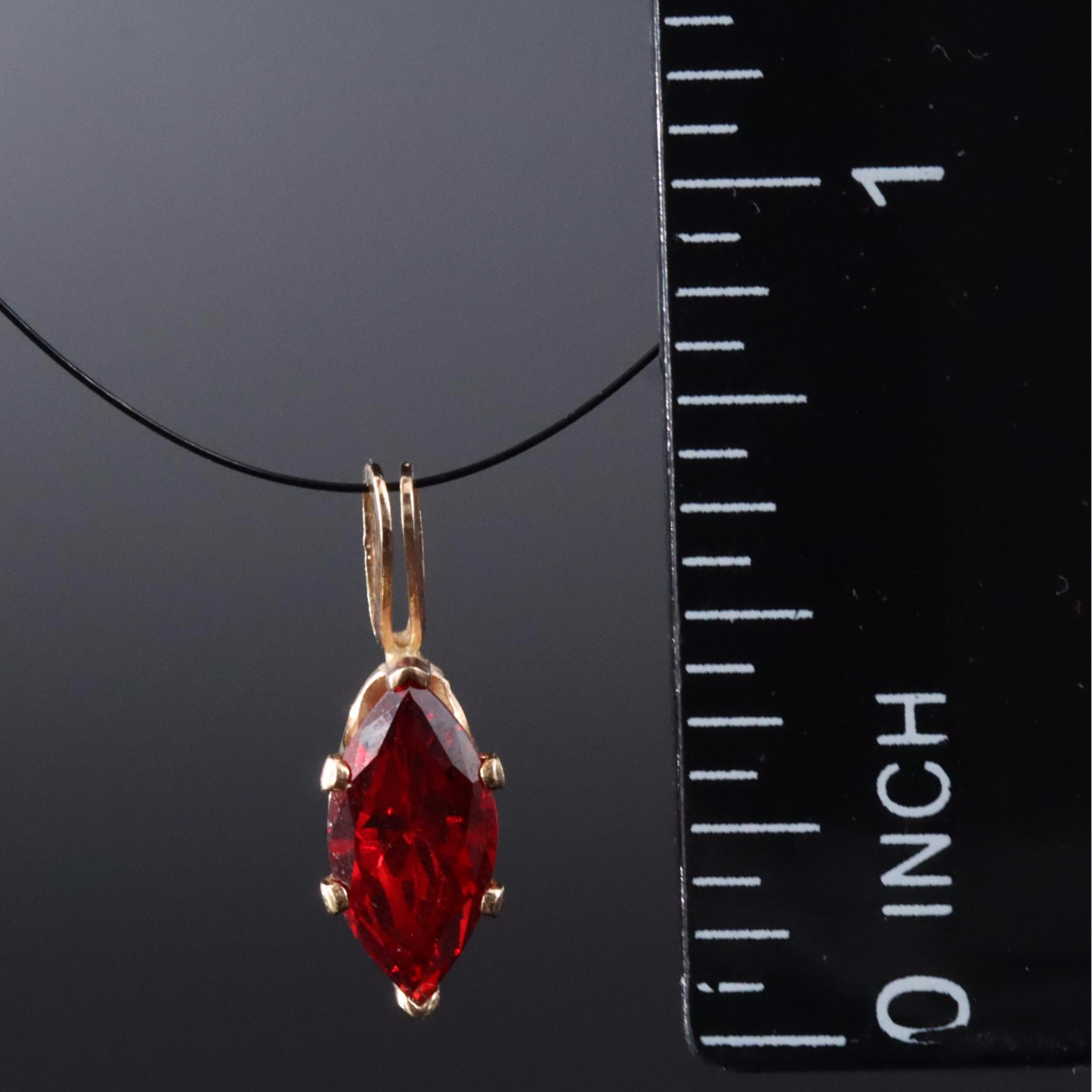 14K Glass Navette Pendant