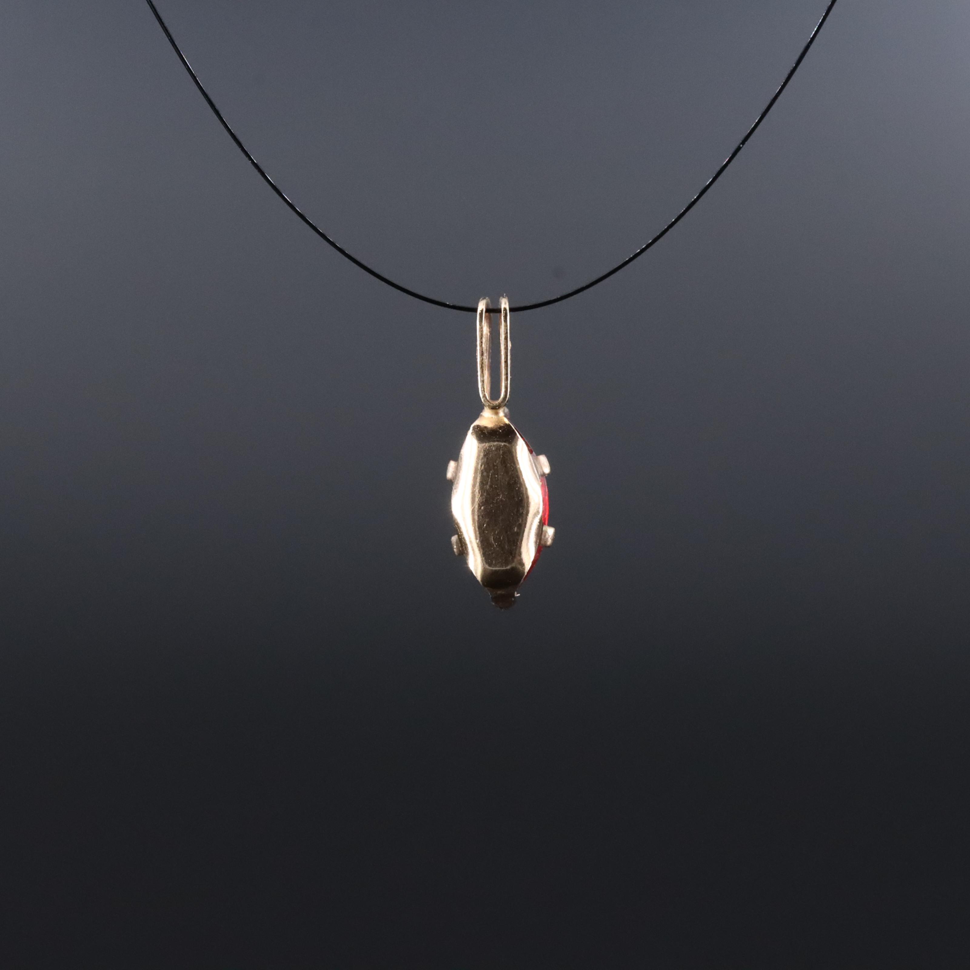 14K Glass Navette Pendant
