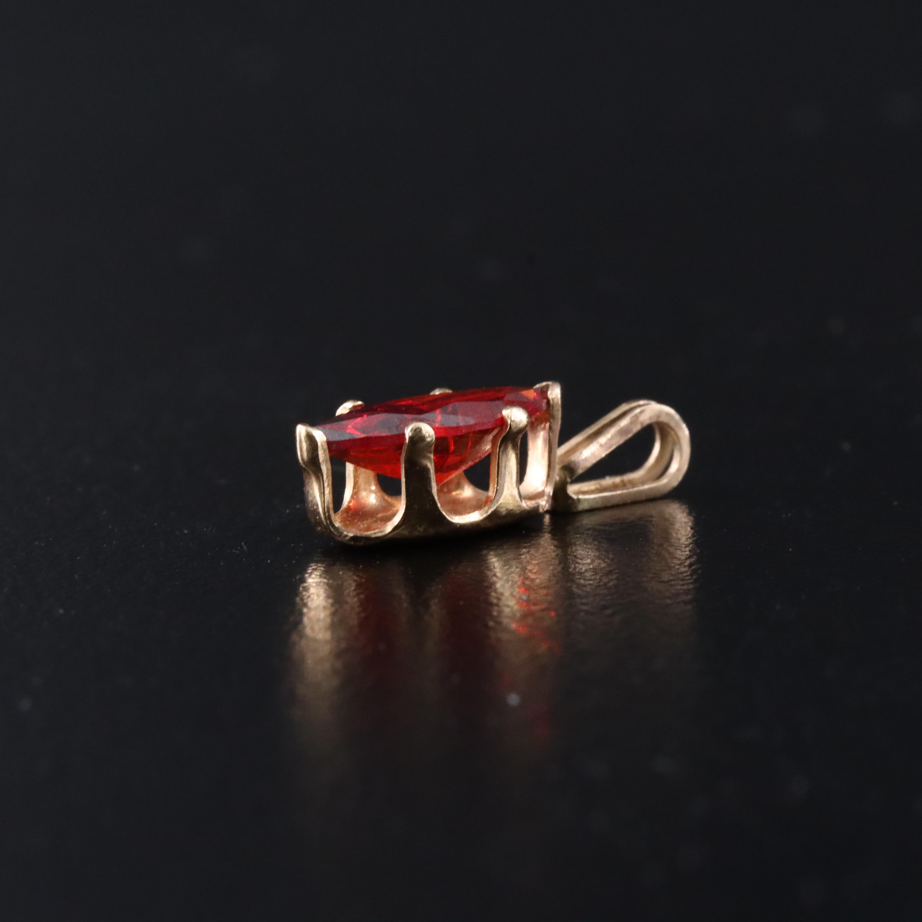 14K Glass Navette Pendant