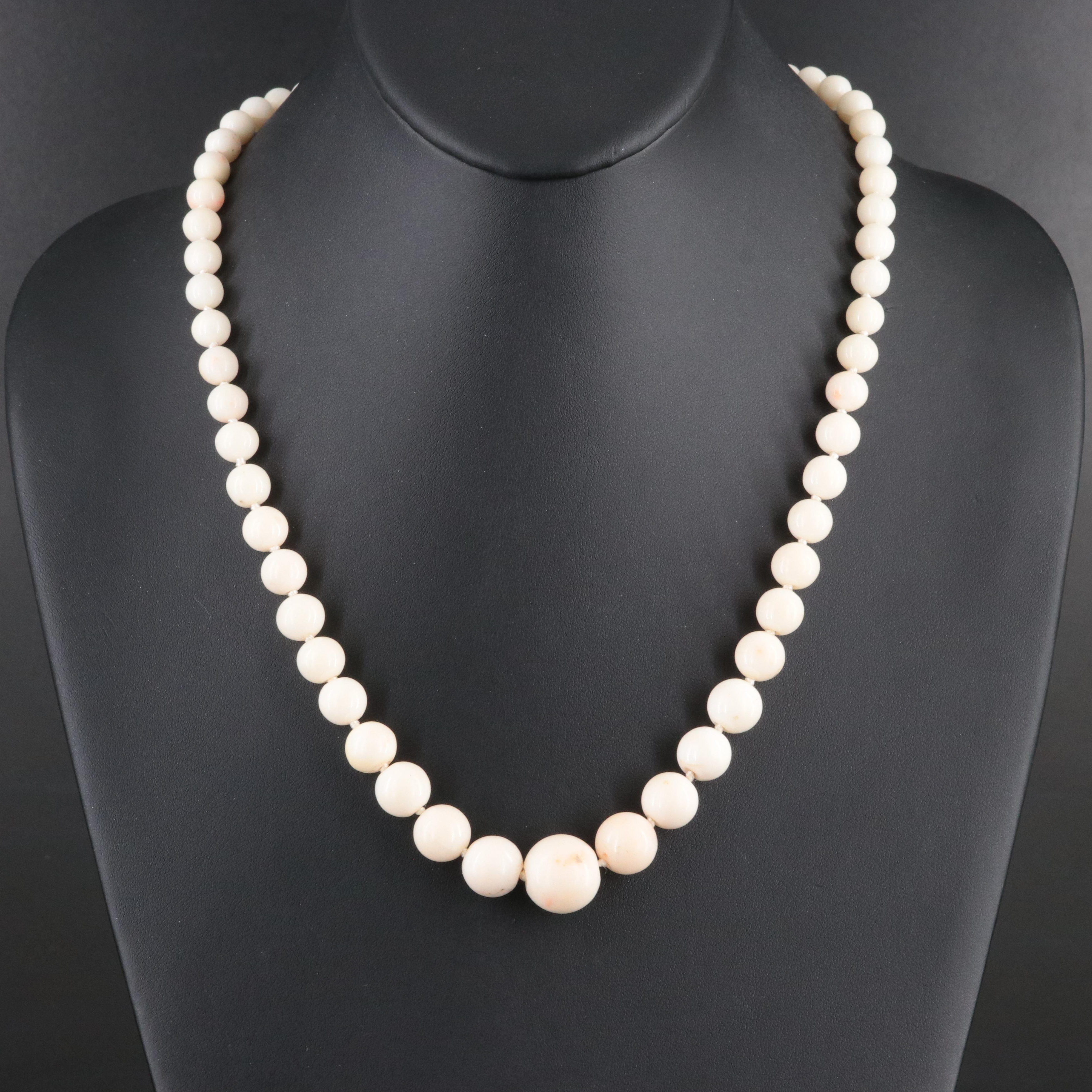 Graduated Coral Necklace with 14K Two-Tone Clasp