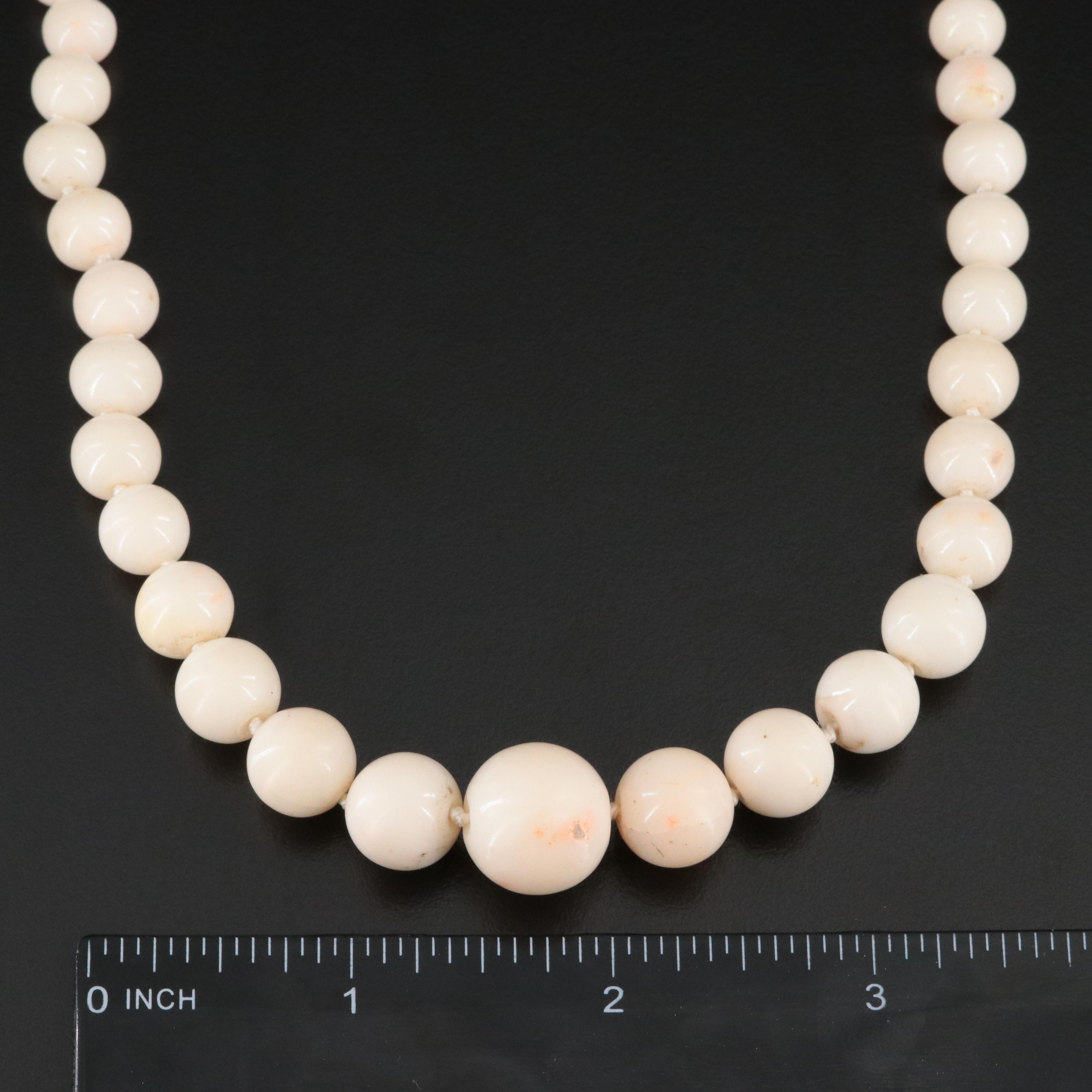 Graduated Coral Necklace with 14K Two-Tone Clasp