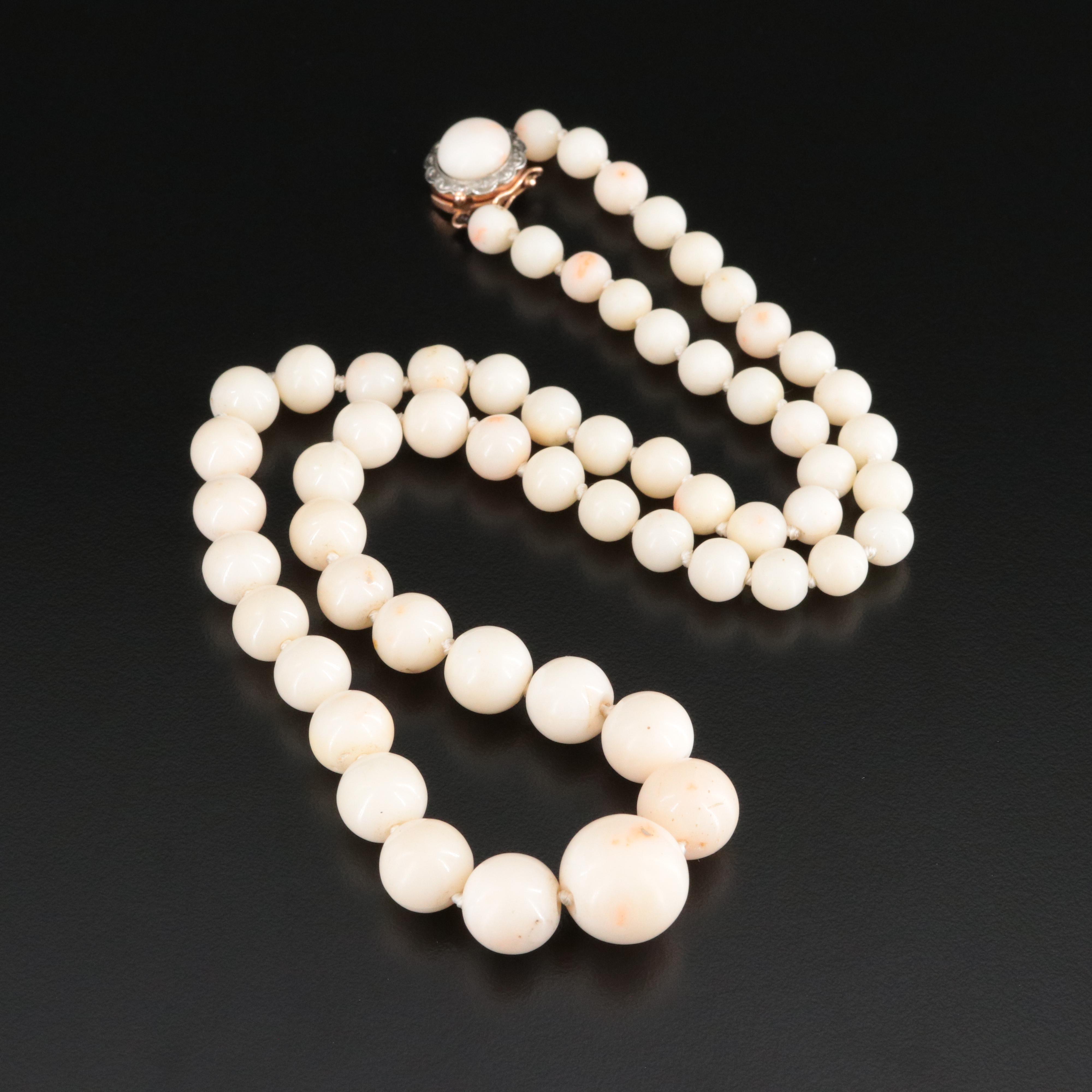 Graduated Coral Necklace with 14K Two-Tone Clasp