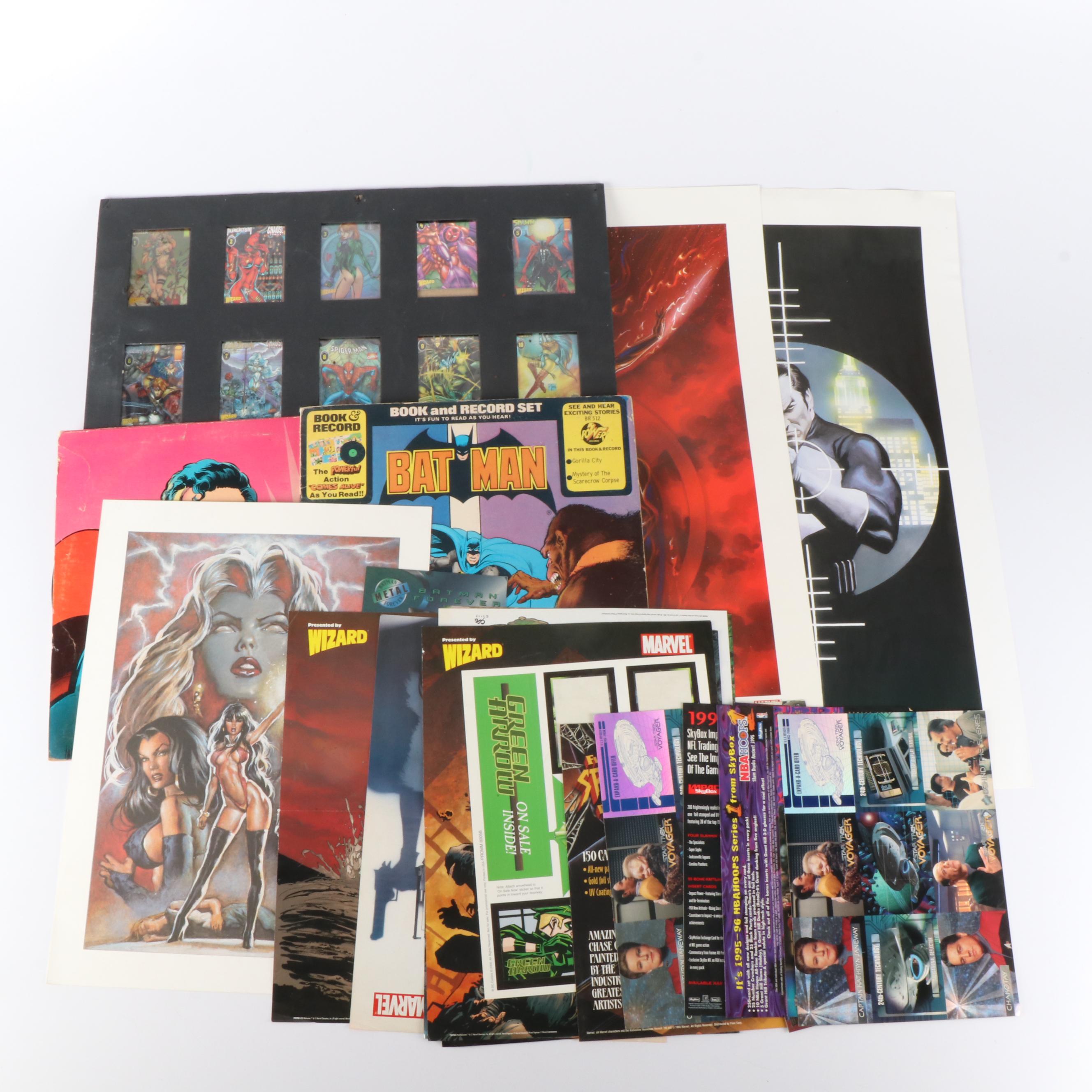 Comic Book Posters, Card Sheets, and Records, Late 20th Century