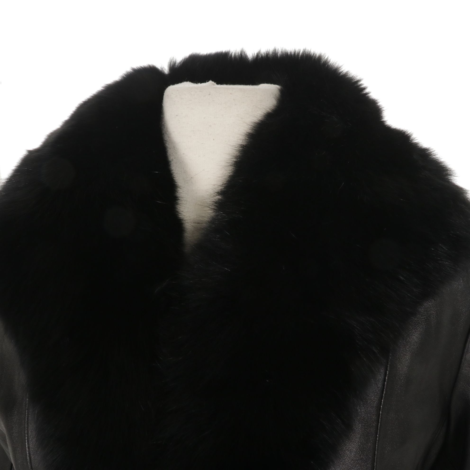 Marvin Richards Leather Jacket with Black Dyed Fox Fur Trim