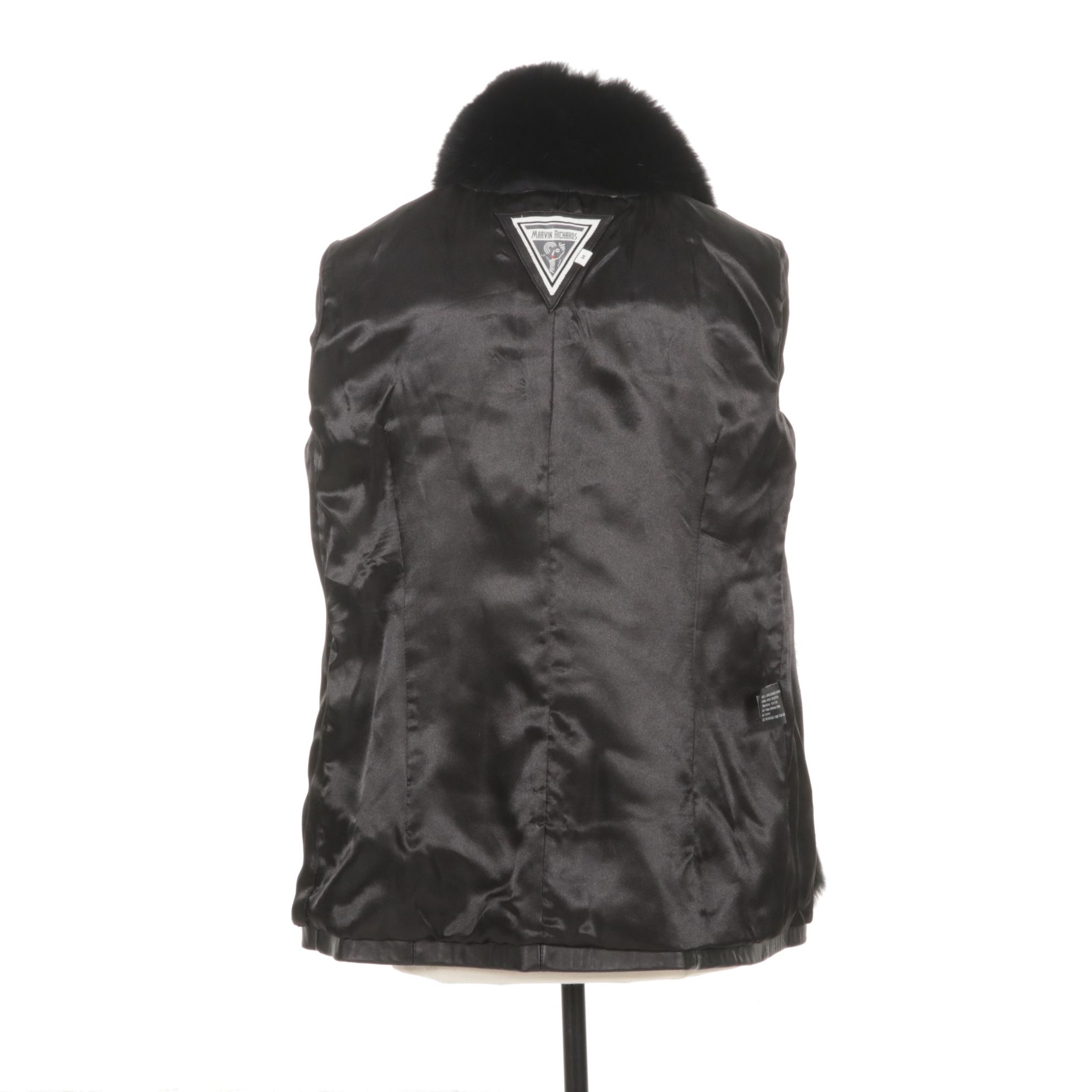 Marvin Richards Leather Jacket with Black Dyed Fox Fur Trim