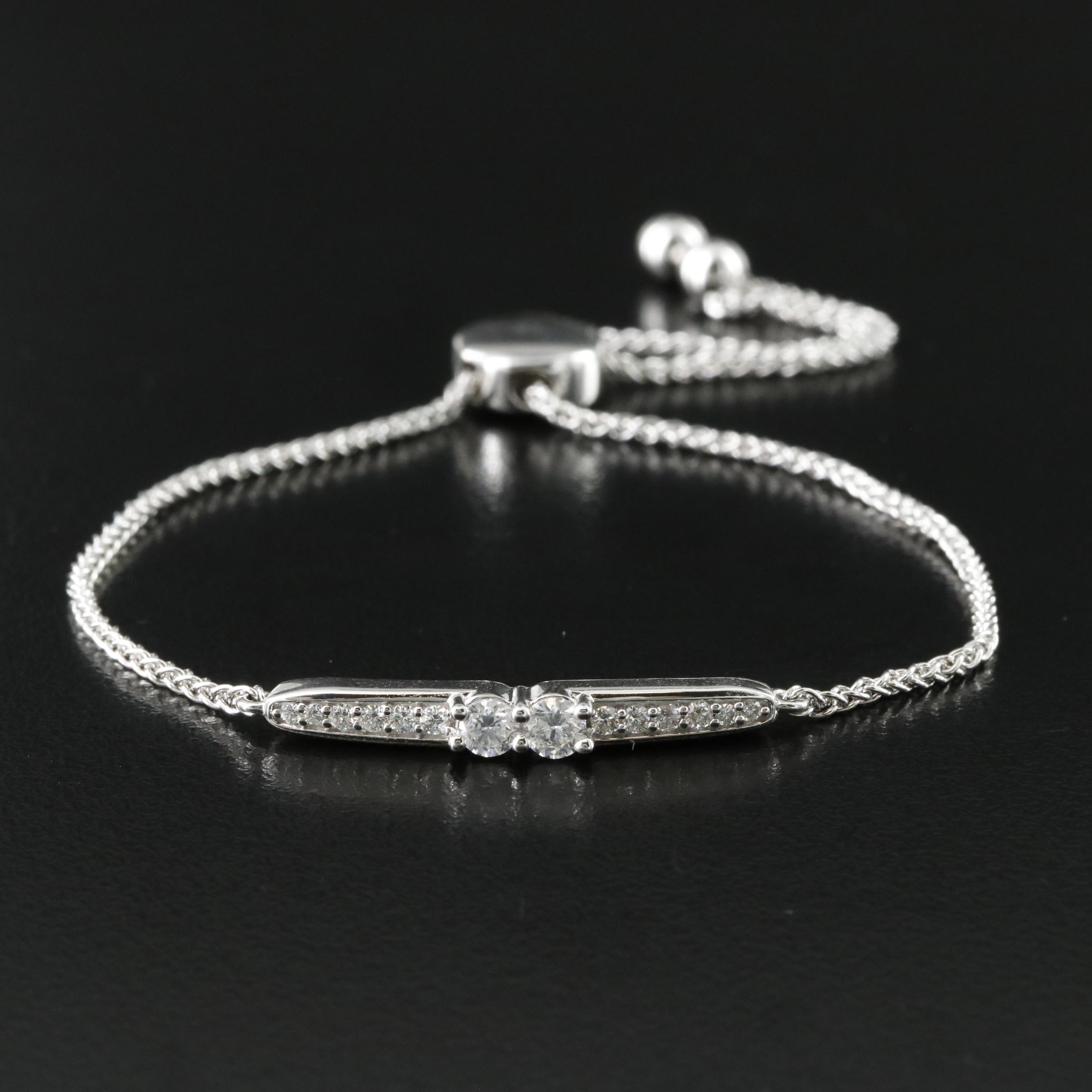 Sterling Diamond Bolo Bracelet
