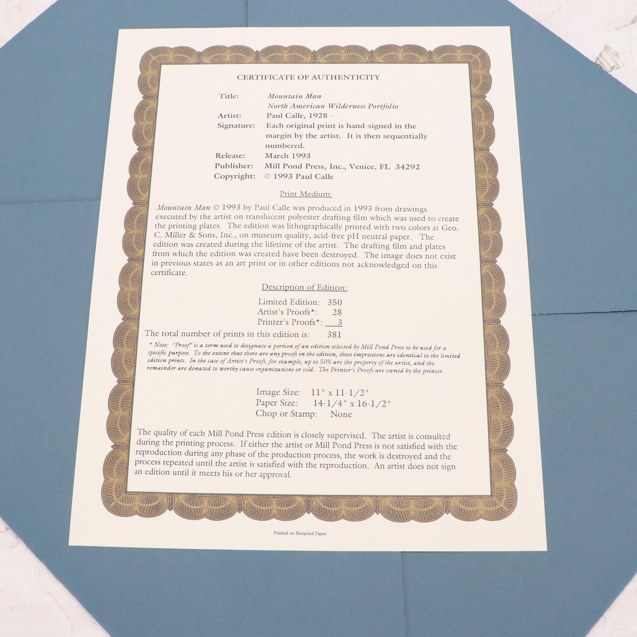 Mill Pond Press North American Wilderness Color Lithograph Portfolio