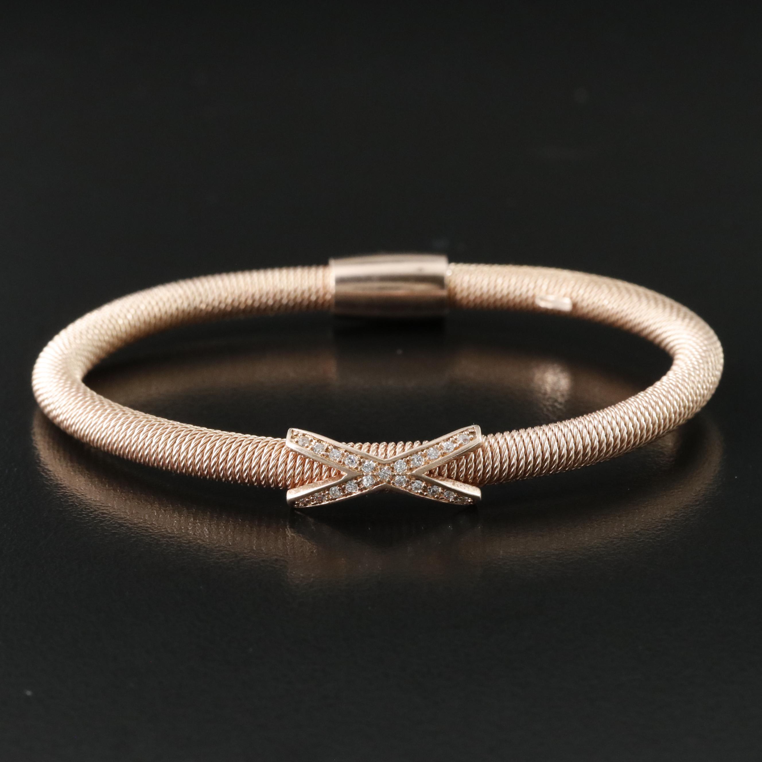 Sterling CZ Flexible Bangle Bracelet