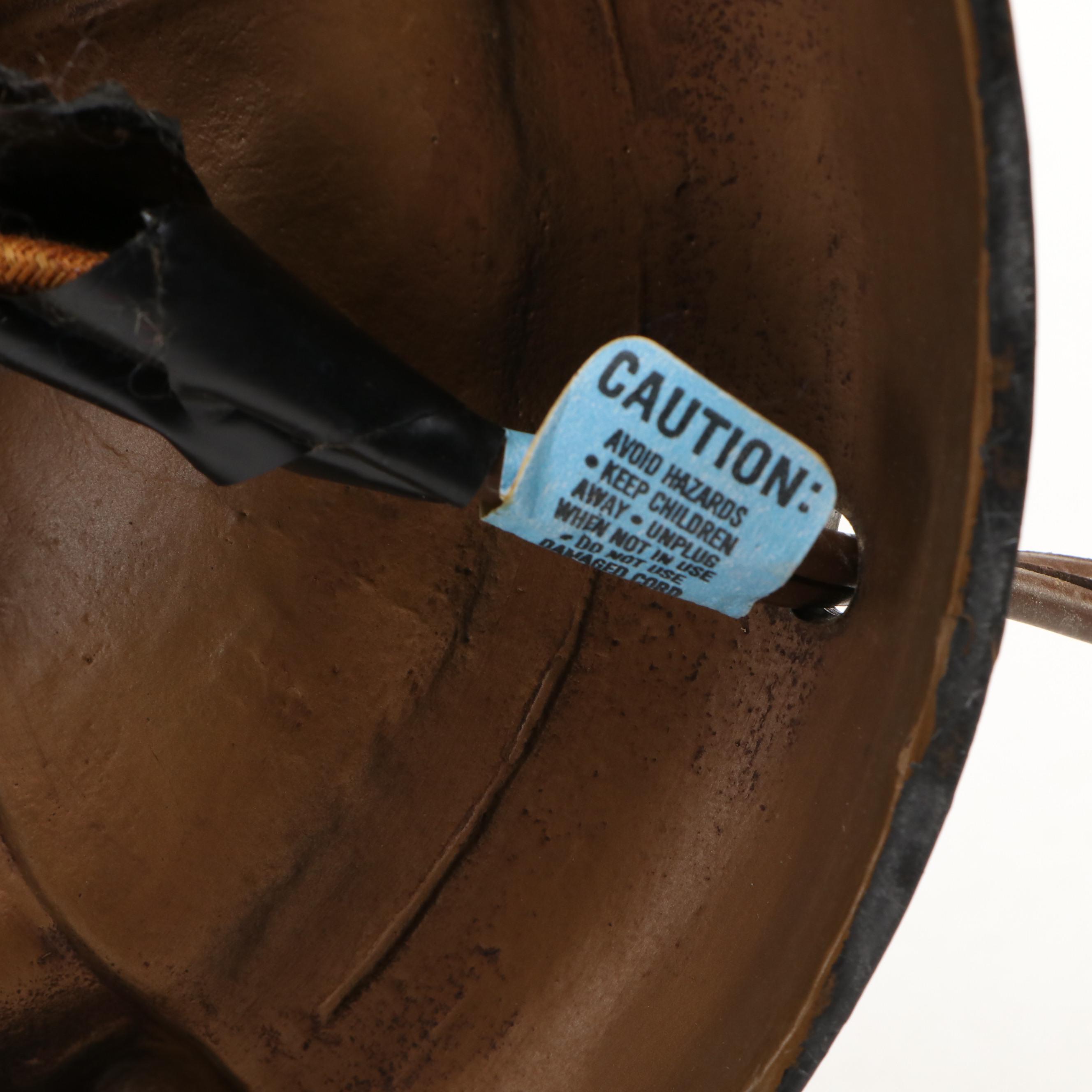 Empire Revival Style Bronzed Spelter Lamp & Bent Panel Slag Glass Double Shade