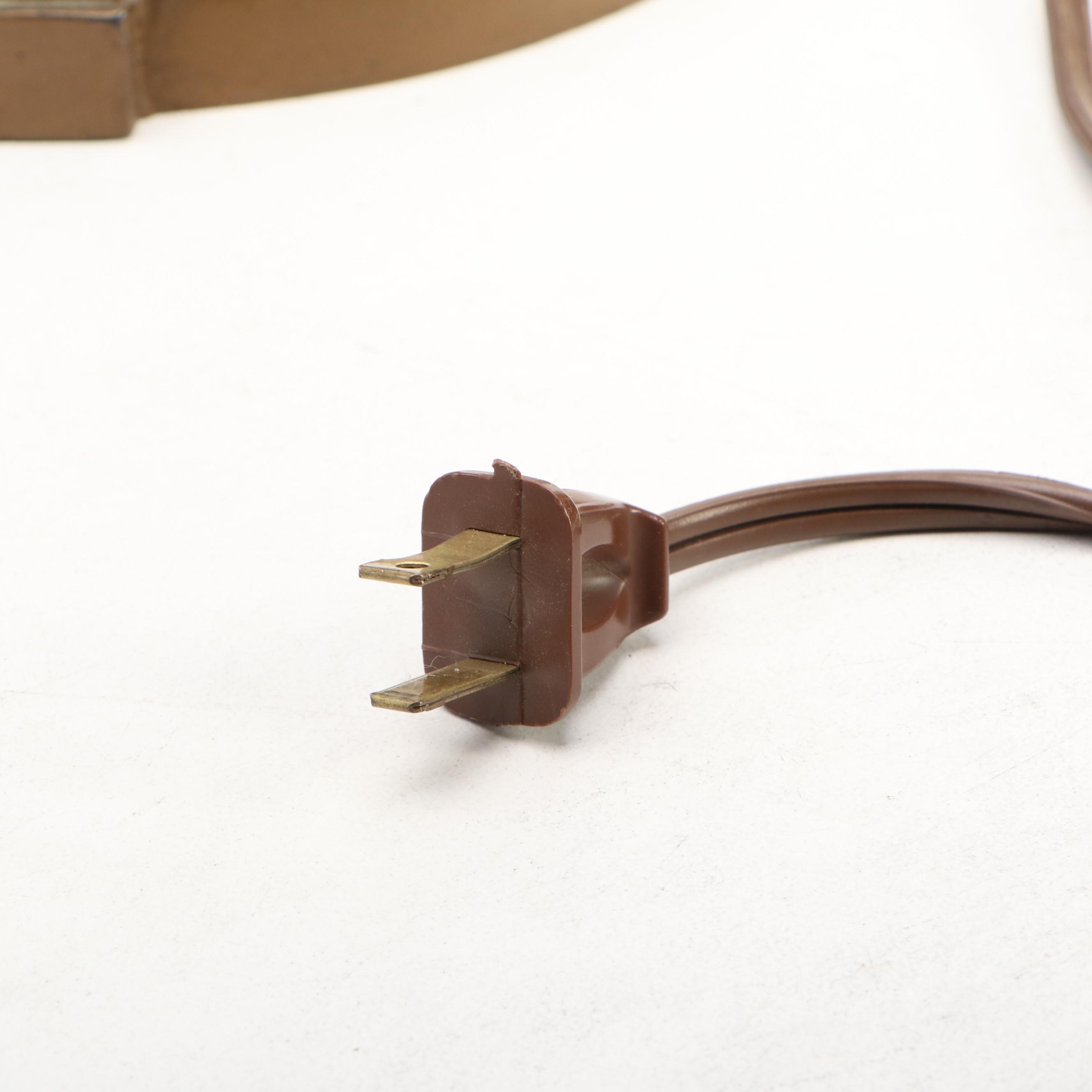 Empire Revival Style Bronzed Spelter Lamp & Bent Panel Slag Glass Double Shade