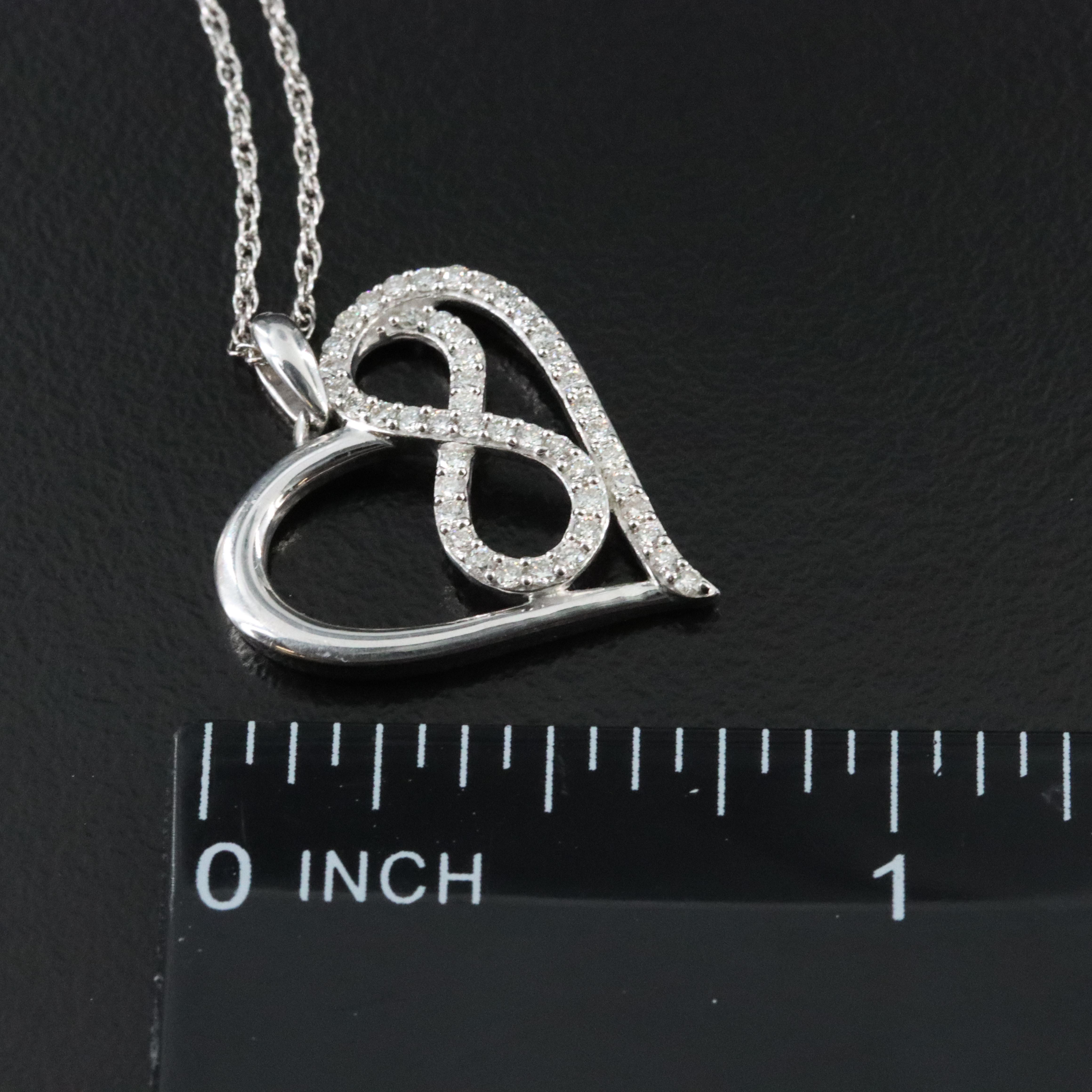 Sterling Diamond Infinity Heart Pendant Necklace
