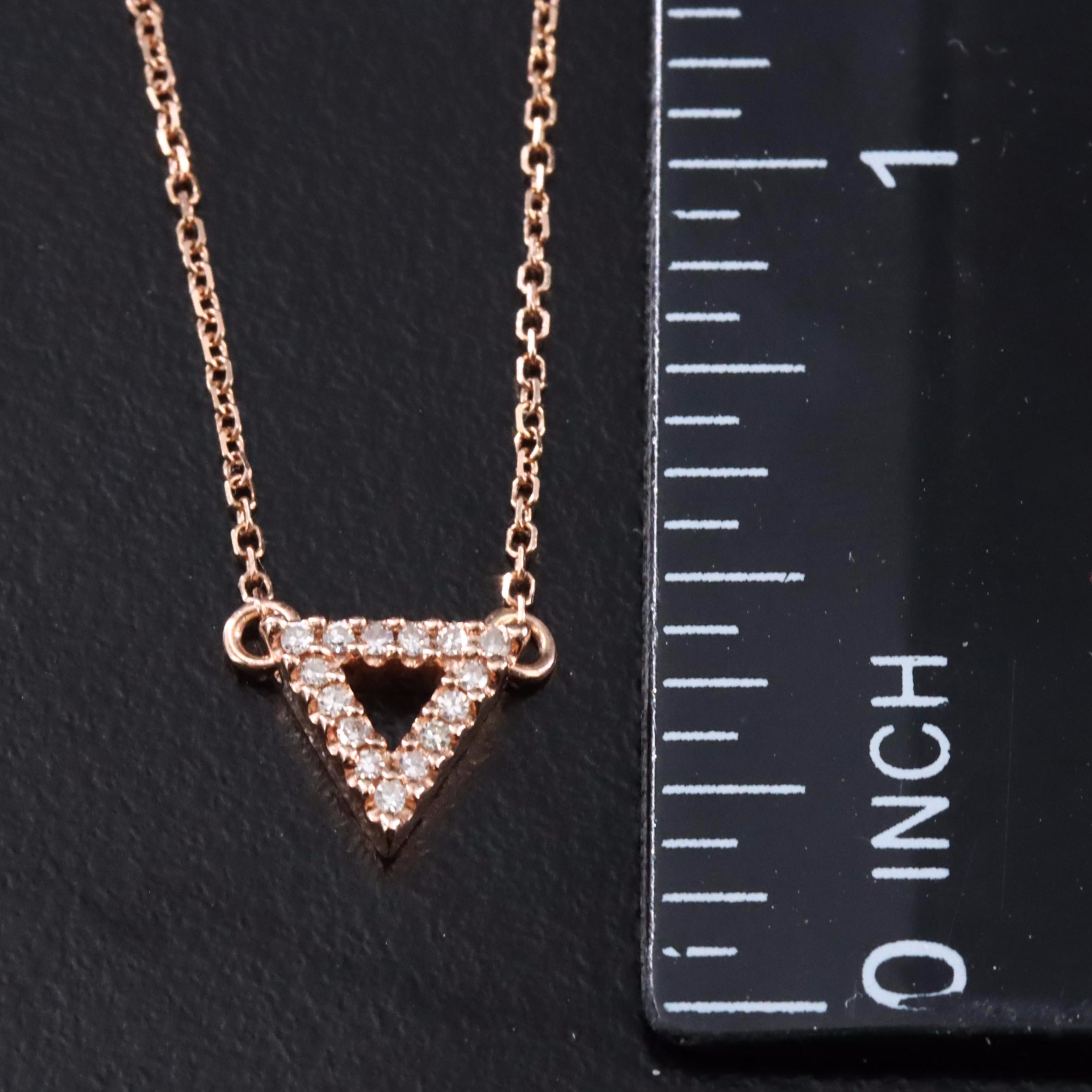 10K Rose Gold 0.05 CTW Diamond Triangle Necklace