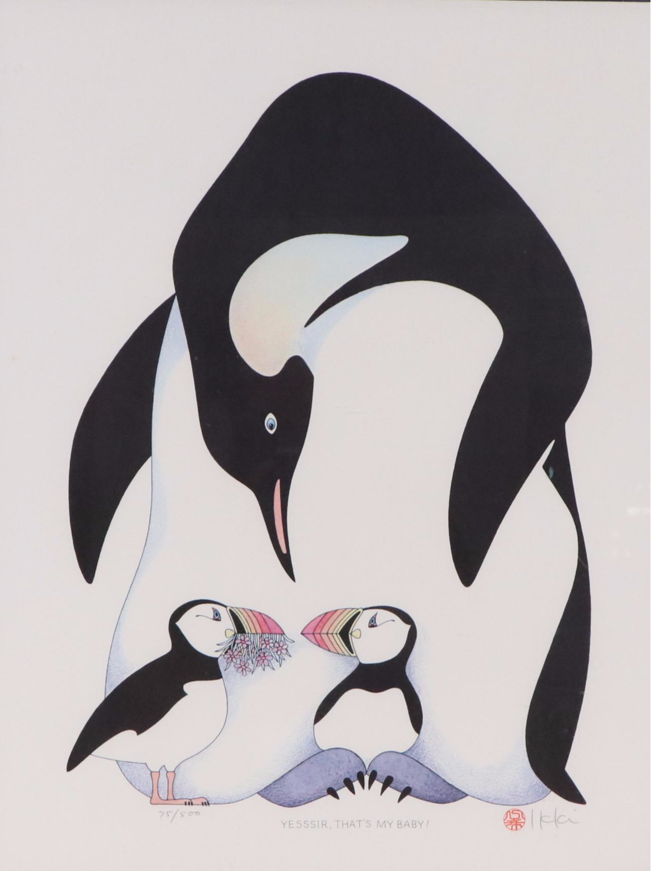 Ikki Matsumoto Penguin Offset Lithograph "Yessir, That's My Baby!"